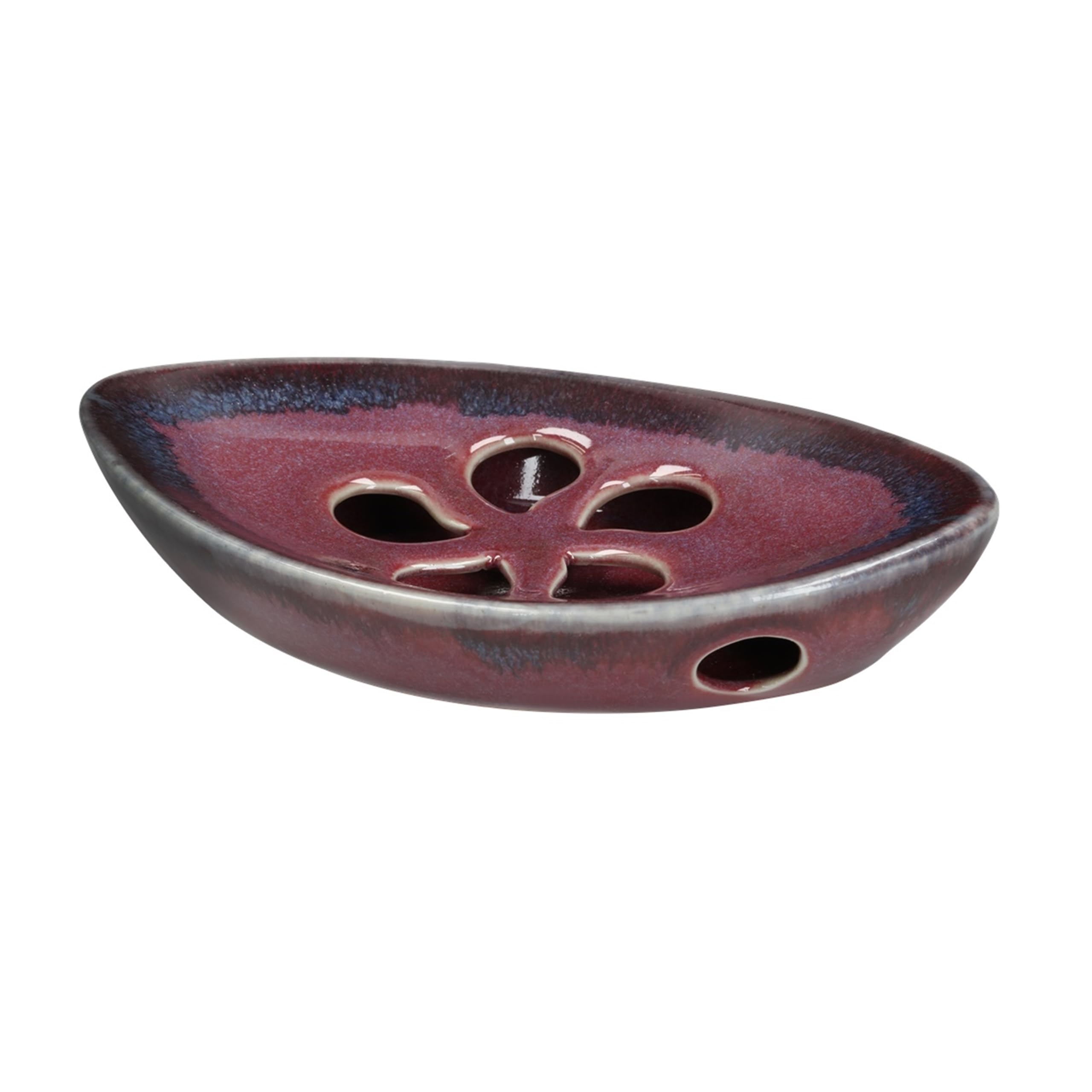 Ceramic Soap Dish with Self Draining Tray - Elegant Purple Bar Soap Holder for Bathroom, Kitchen & Shower - Perfect for Sink Countertops, Vanities and Spa Decor
