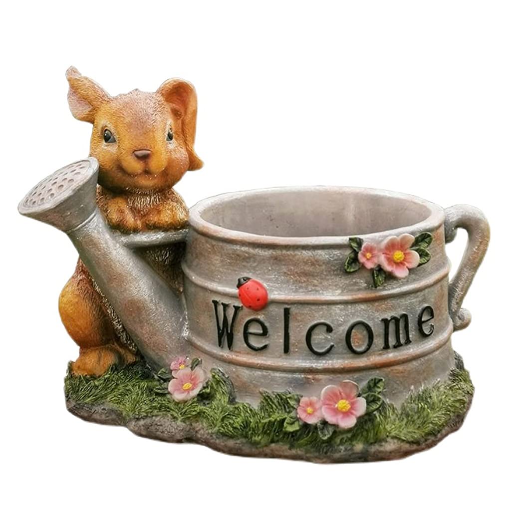 TOMYEUS Resin Garden Rabbit Sculpture - Realistic Animal Statue for Flower Pots, Courtyard, Balcony, Terrace & Lawn Decor - Outdoor Garden Ornaments for Home & Patio Decoration