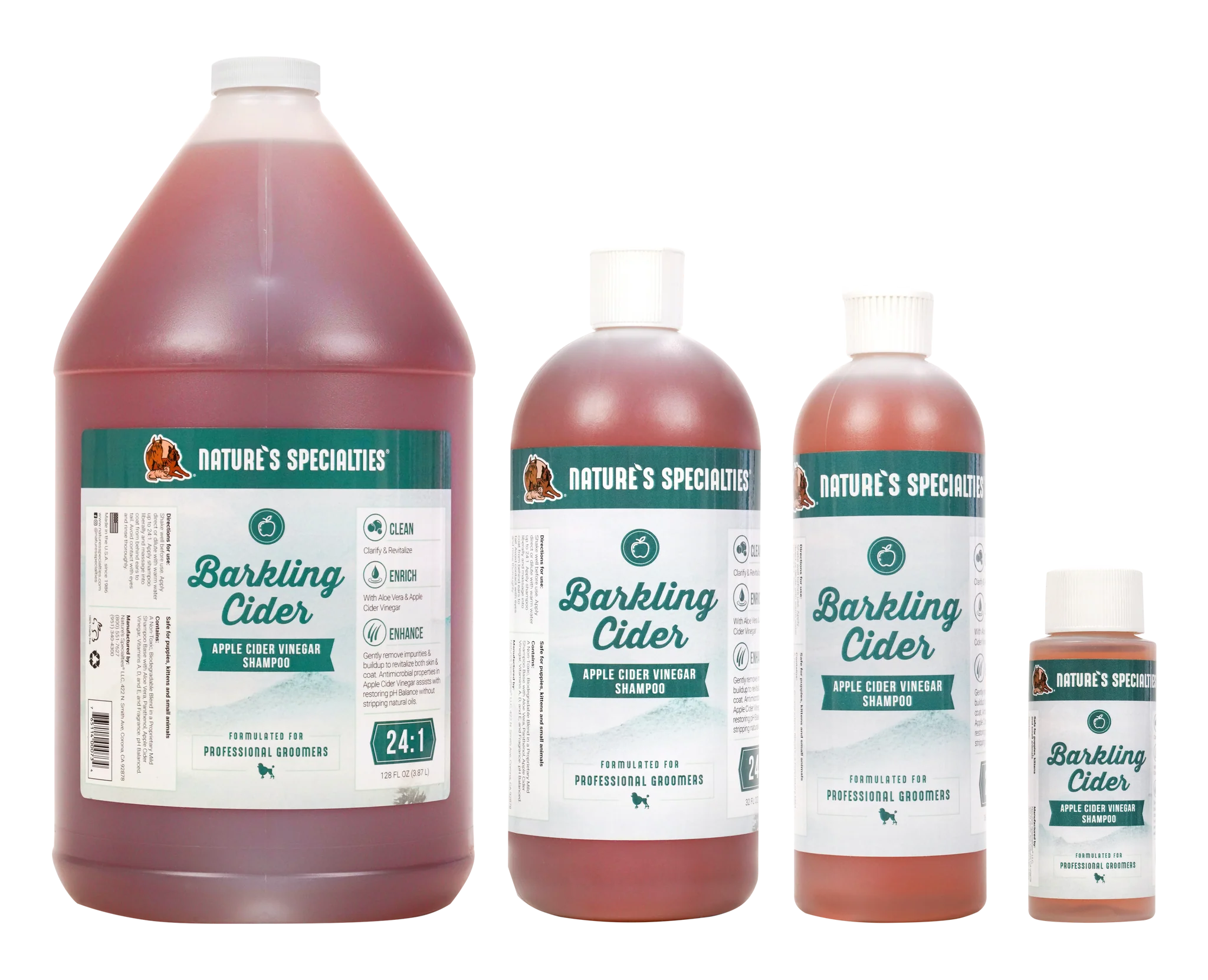 Nature's Specialties Barkling Cider Shampoo for Dogs - Natural & Organic Pet Shampoo with Apple Cider Vinegar - Gentle Cleansing & Odor Control - Perfect for Bathing & Grooming at Home or Salon