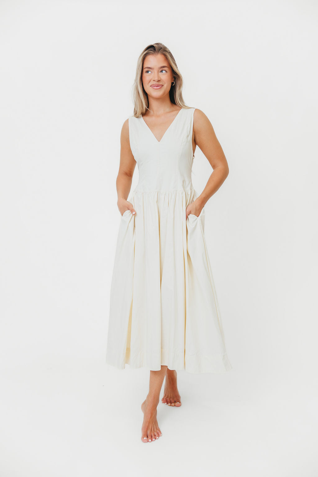 Cece 100% Cotton Off White Maxi Dress with Bow Detail - Elegant Summer Beach Dress for Women, Perfect for Vacations, Weddings & Outdoor Parties