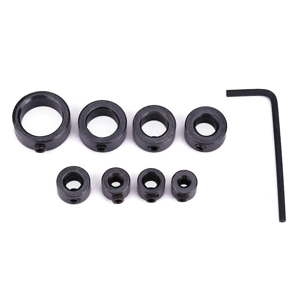 8-Piece High Carbon Steel Drill Stop Collar Set (3-16mm) - Woodworking & Metalworking Depth Gauge with Hex Wrench - Perfect for Precise Drilling in DIY Projects, Furniture Making & Construction Work