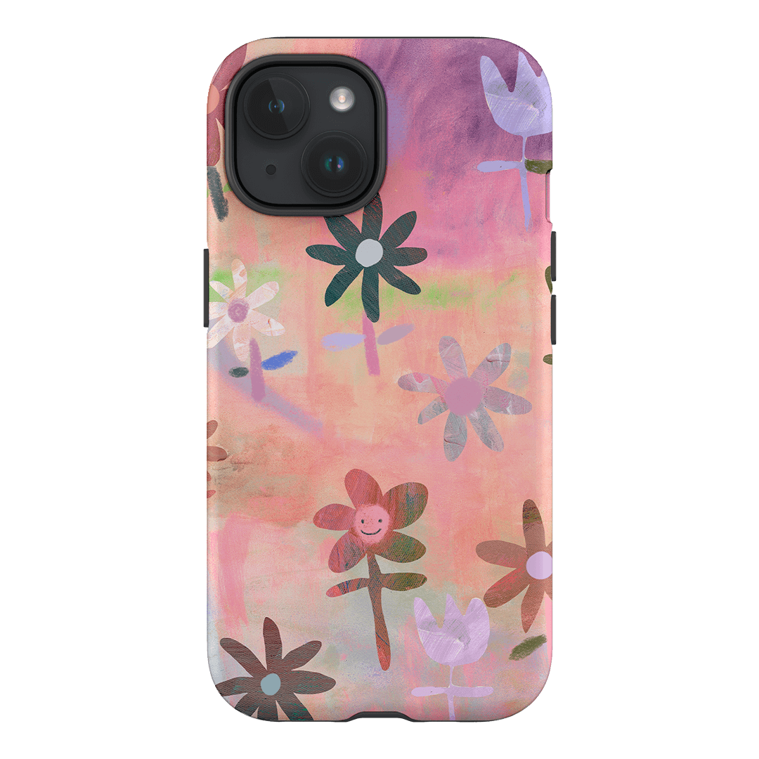 Premium Lazy Daisy Floral Phone Case - Shockproof & Slim Design for iPhone 15/14/13/12/Pro/Max - Perfect for Everyday Use, Travel & Outdoor Activities