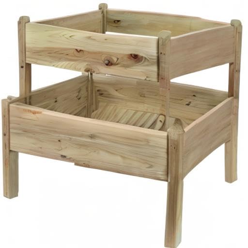 LuxenHome 2-Tier Elevated Wooden Garden Bed Kit - Raised Planter Box for Vegetables, Herbs & Flowers - Perfect for Backyard, Patio & Small Space Gardening