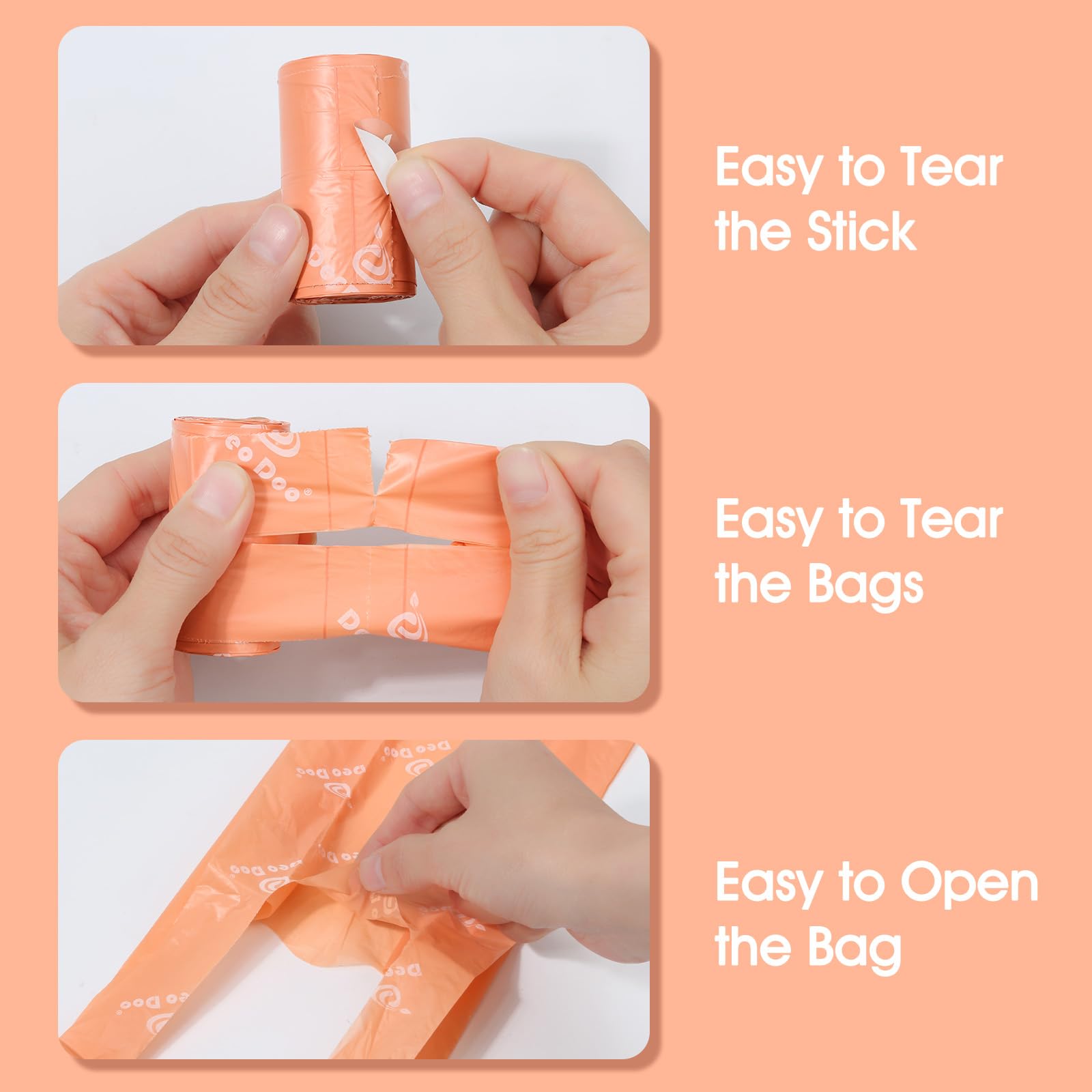 330 Count Scented Dog Poop Bags with Handles & Dispenser - Extra Thick Leak Proof Waste Bags for Small & Medium Dogs - Perfect for Walking, Park Visits & Backyard Cleanup - Peach Scented