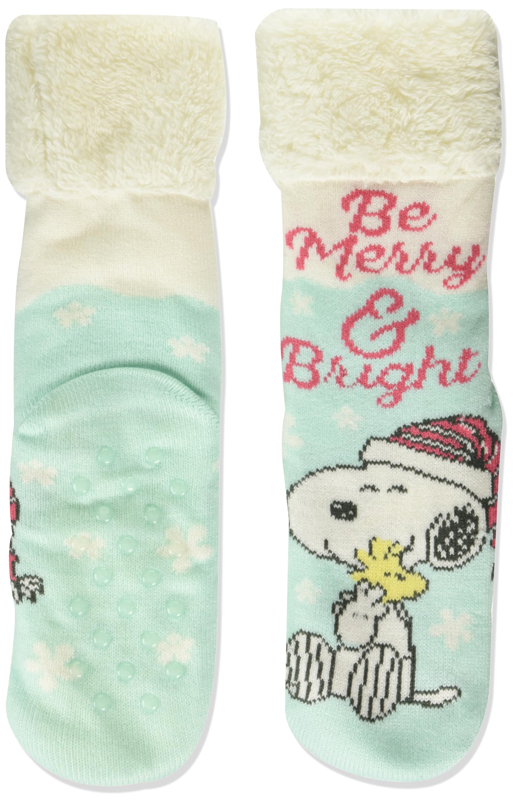 Women's Snoopy Holiday Cozy Warmer Socks Slippers - Peanuts Christmas Gift for Her, Warm Fuzzy House Shoes for Winter, Perfect for Lounge, Bedroom & Gift Giving