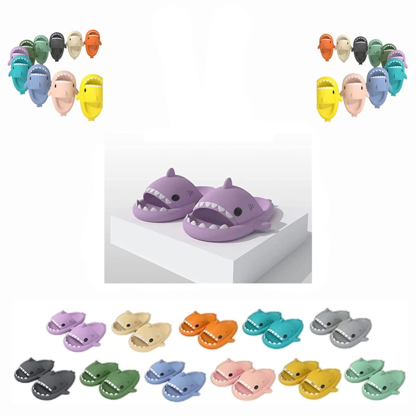 Cute Shark Slippers for Women & Men - Unisex Open Toe Slides with Lightweight Sole, Anti-Slip Shower Sandals - Perfect for Summer, Beach, Poolside and Home Relaxation