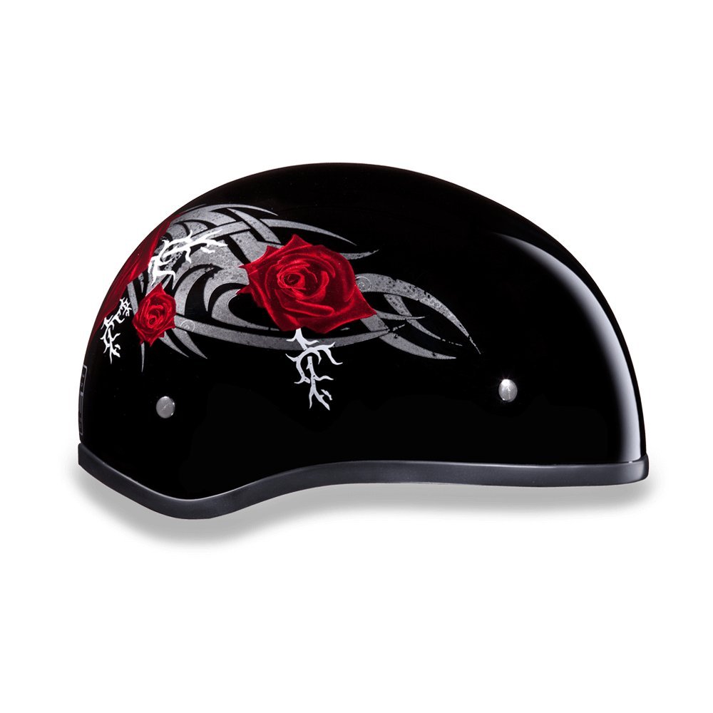 Daytona Half Skull Cap Motorcycle Helmet - DOT Approved Safety Gear for Men & Women [Multiple Graphics] | Lightweight & Ventilated for Urban Commuting & Cruising