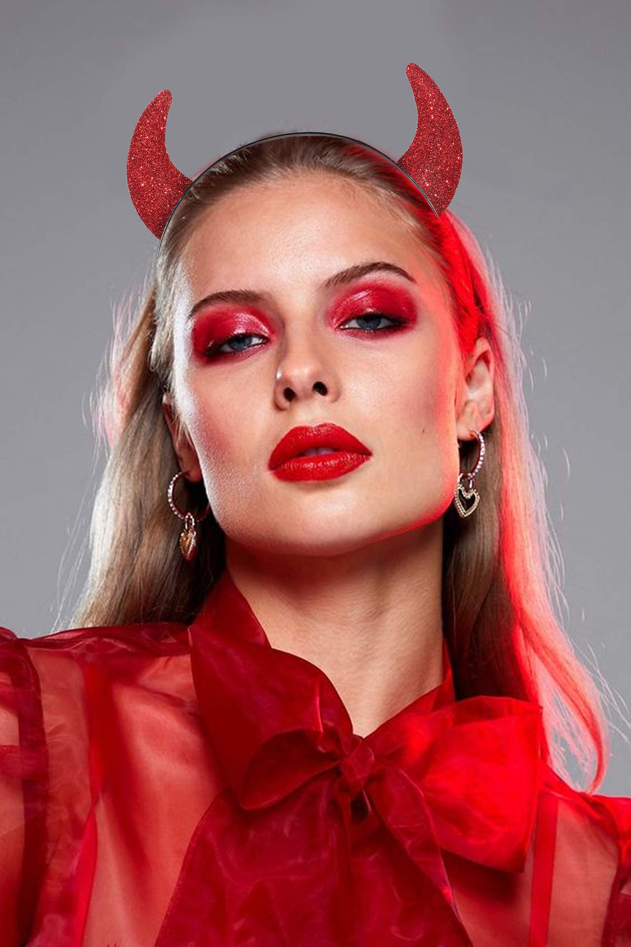Glitter Devil Horns Headbands for Women & Girls - Halloween Party Hair Accessories, Cosplay Devil Ears Hair Hoop, Festival Fancy Dress Headpiece - Perfect for Halloween Costumes, Cosplay Events & Themed Parties
