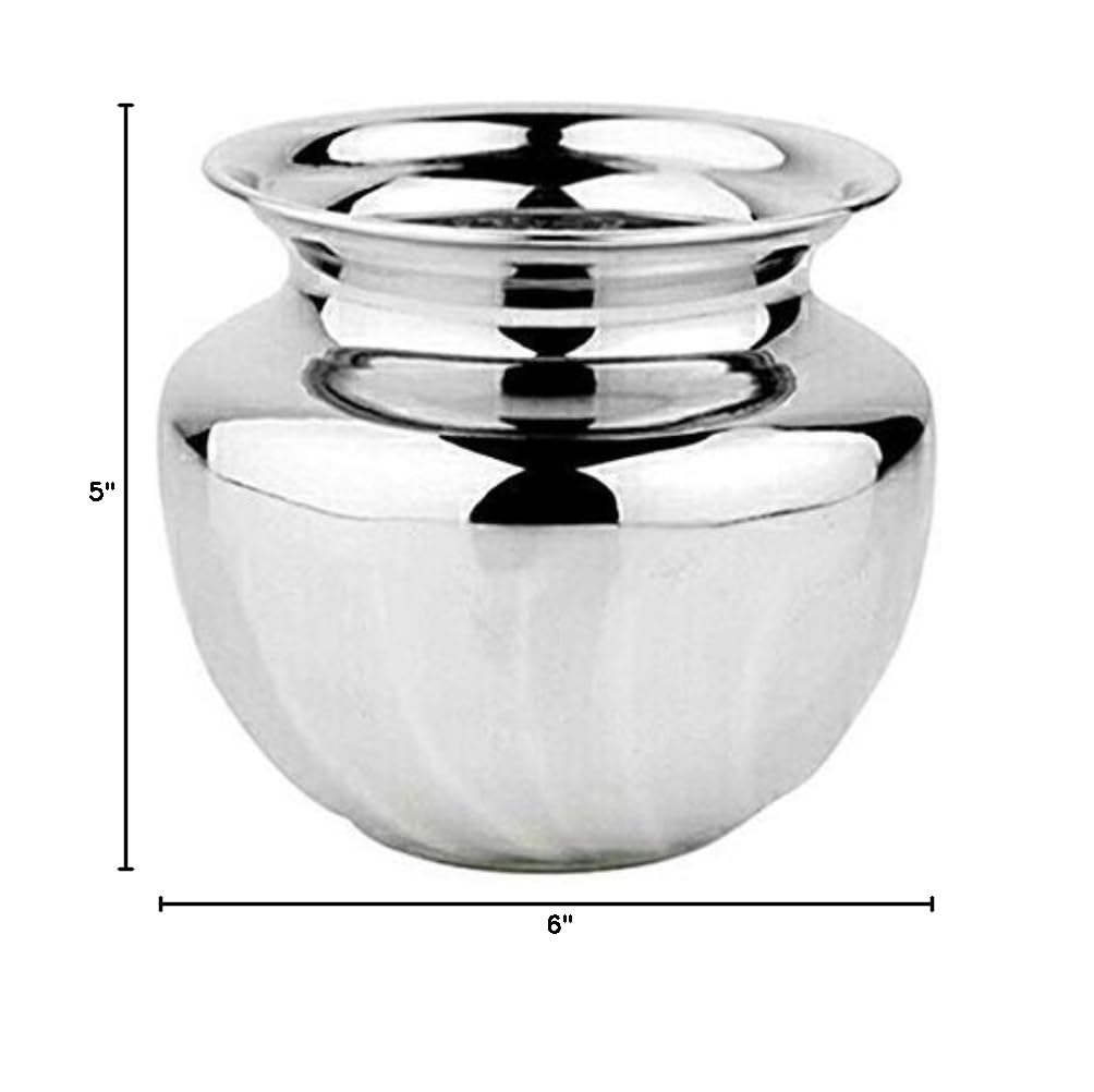 Premium Stainless Steel Lota for Pooja Rituals - Traditional Indian Water Pot & Kalash for Hindu Worship, Kitchen & Home Decor - Perfect for Religious Ceremonies, Daily Use & Gift Giving