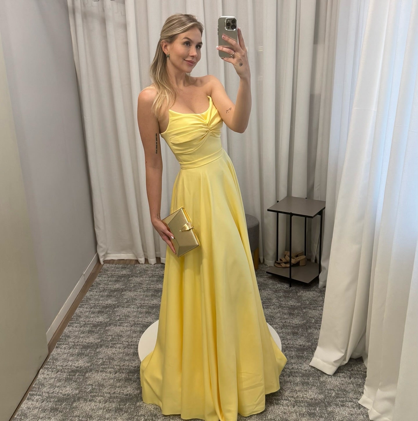 Elegant A-Line Satin Yellow Prom Dress for Formal Evening Events - J6254 | Perfect for Homecoming, Quinceañera & Wedding Guest Occasions