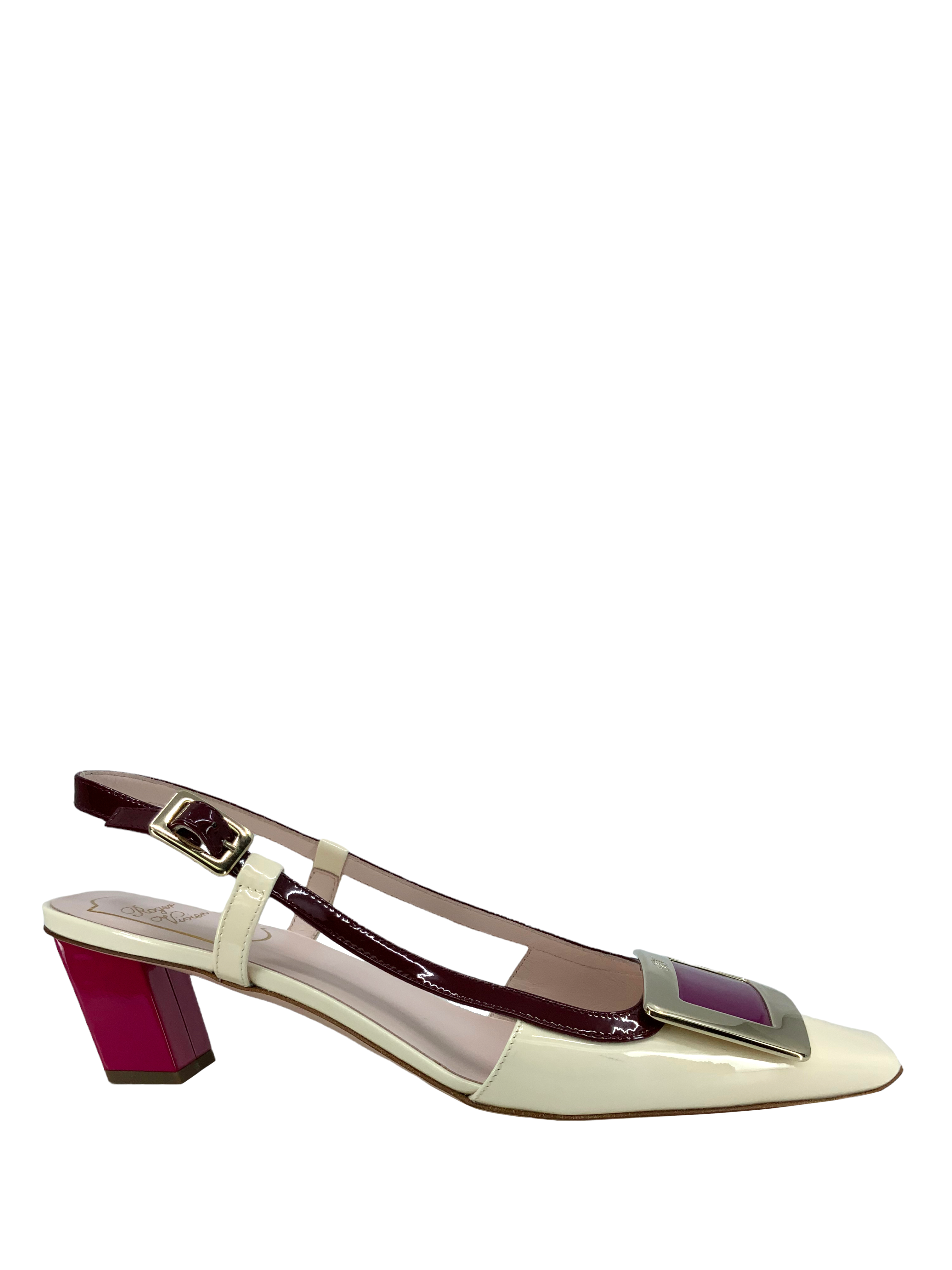 Roger Vivier Belle Vivier Patent Leather Slingback Pumps Women's Size 7.5 - Elegant Heels for Weddings, Parties & Office Wear