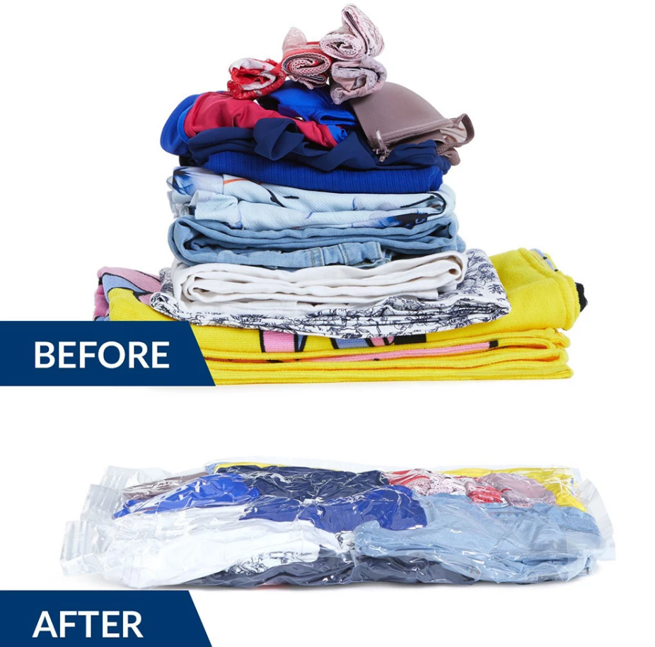 Vacuum Storage Bags for Travel & Home Organization - Space Saving Vac Pack Go - Perfect for Clothes, Blankets & Seasonal Storage