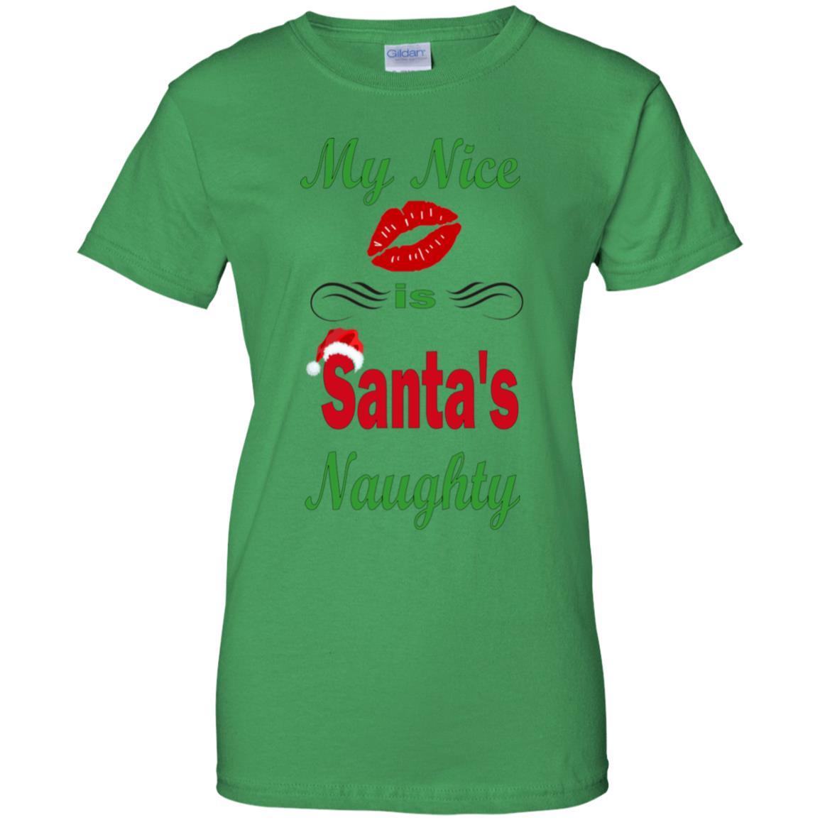 WineyBitches.co Santa's Naughty Ladies' 100% Cotton T-Shirt - Funny Christmas Gift for Women, Holiday Party Outfit, Casual Wear