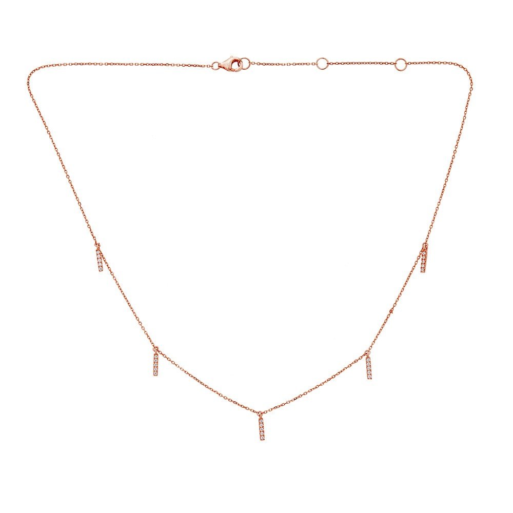 14KT Gold .15 CTW Diamond Dangle Bar Necklace for Women - Elegant Layering Jewelry Gift for Anniversary, Valentine's Day & Special Occasions