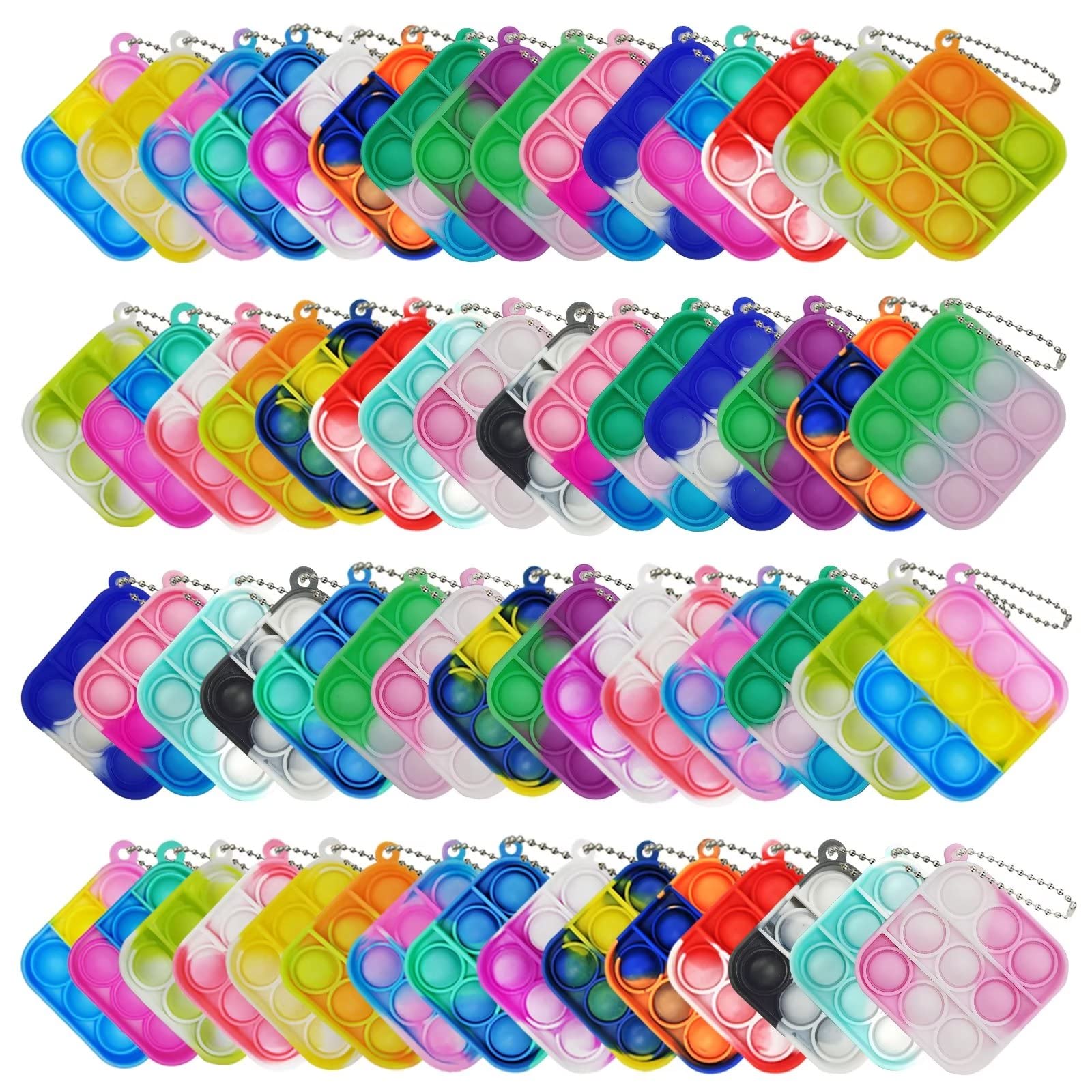 120 Pcs Tie Dye Sensory Fidget Toys - Squeeze Pop Bubble Stress Relief Keychain for Kids & Adults | Anxiety Relief, Classroom Prizes, Office Desk Toys, Travel Companion & ADHD Focus Aid