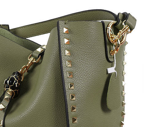 Stylish Studded Bucket Shoulder Bag for Women - Trendy Crossbody Purse with Metal Accents | Perfect for Casual Outings, Date Nights & Travel Accessories