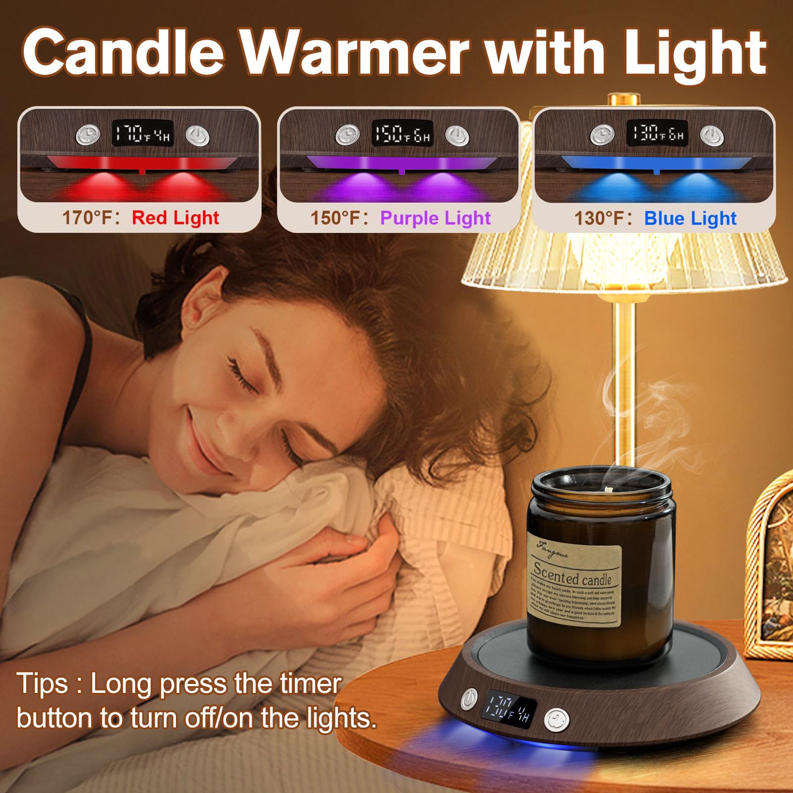 Smart Electric Coffee Warmer for Desk - 55W USB Cup Warmer with 3 Temperature Settings & 2-9 Hour Timer, LED Indicator Lights - Perfect for Home, Office & Dorm Use | Keep Coffee, Tea & Beverages Warm All Day