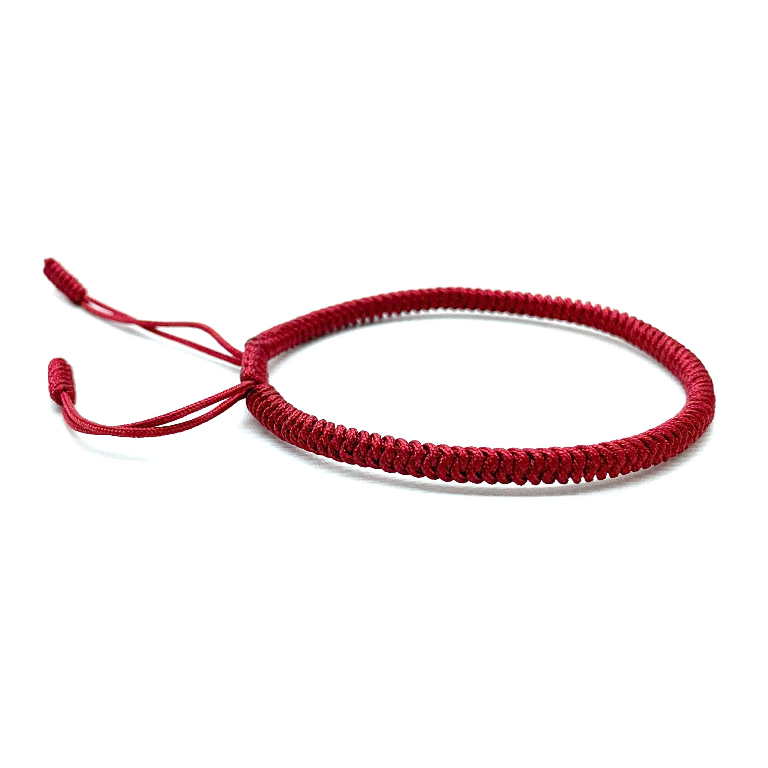 LAMIBEE Dark Red Braided Rope Bracelet - Lucky Protection Surfer Wrist Wrap for Men & Women | Handmade String Bracelet for Surfing, Yoga, Travel & Spiritual Gifts