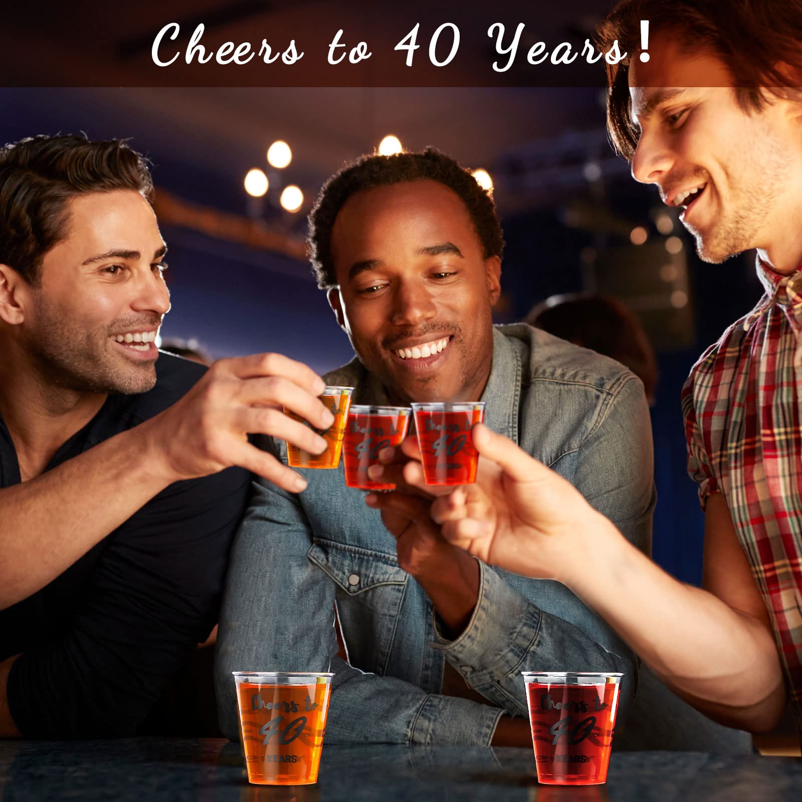 Zubebe 100-Pack 2 oz Disposable Shot Glasses - Cheers to Years Birthday Party Favors for Women & Men - Ideal for 40th Anniversary, Wedding Decorations & Celebration Toasts