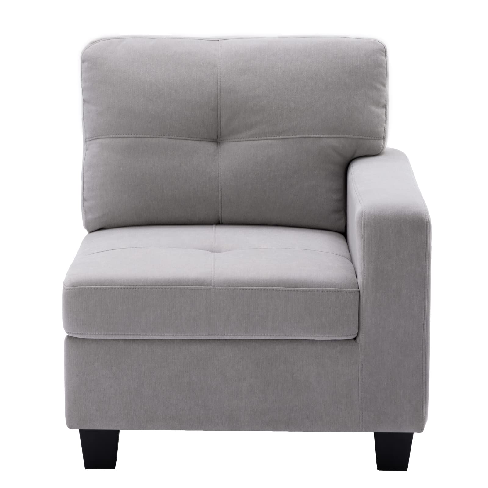 Velvet Modular Sectional Sofa with Right Armrest - Grey Fabric Living Room Couch Set for Home, Office & Lounge Comfortable Seating