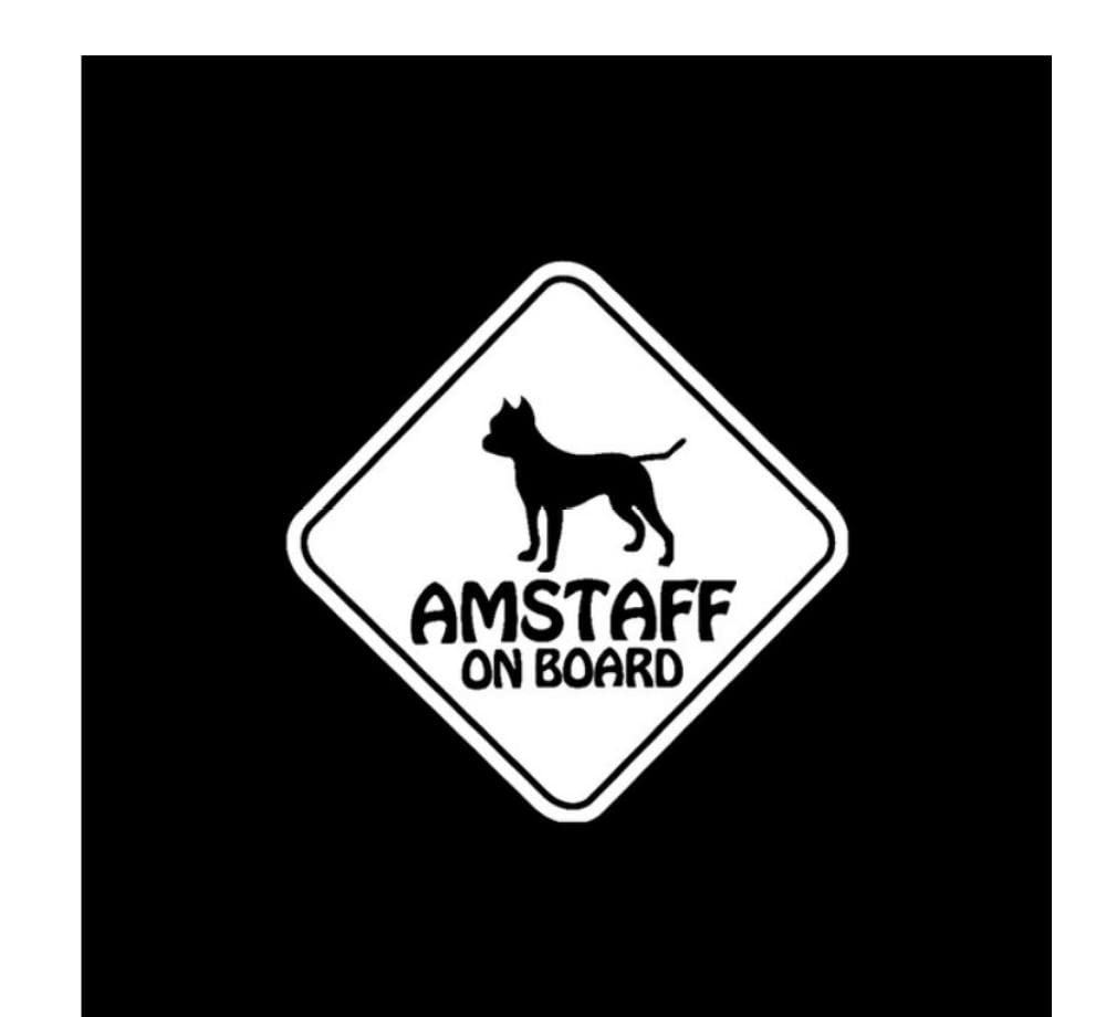 Funny 28Cm Warning Car Sticker - Amstaff On Board Pet Dog Vinyl Sunscreen Decal for Car Window | Durable PVC Decorative Styling Accessories | Perfect for Dog Lovers & Car Enthusiasts