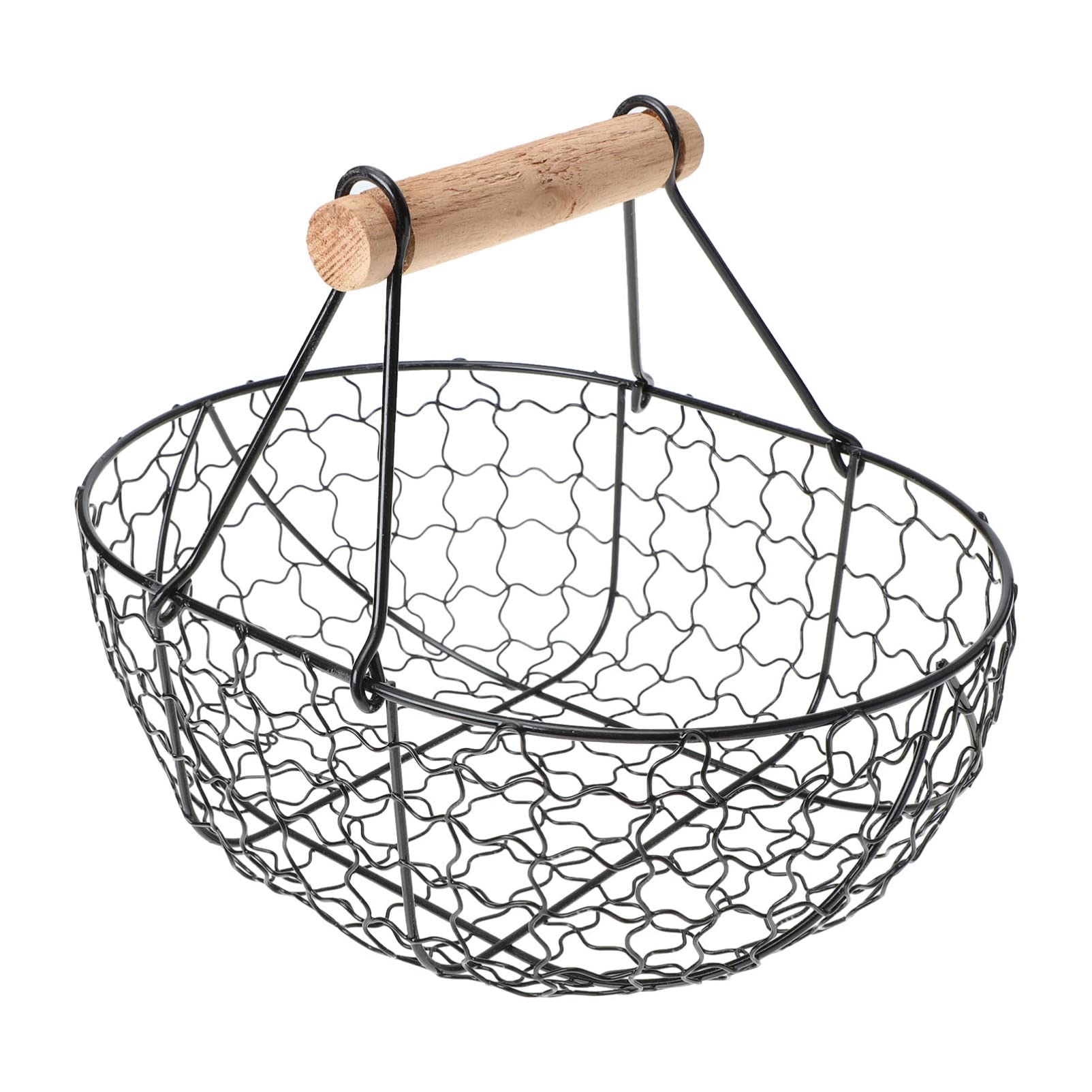 Yardwe Black Metal Wire Fruit Basket - Kitchen Countertop Storage Organizer for Fruits, Eggs, Snacks & Food | Perfect for Pantry, Dining Table, and Picnic Basket Organization