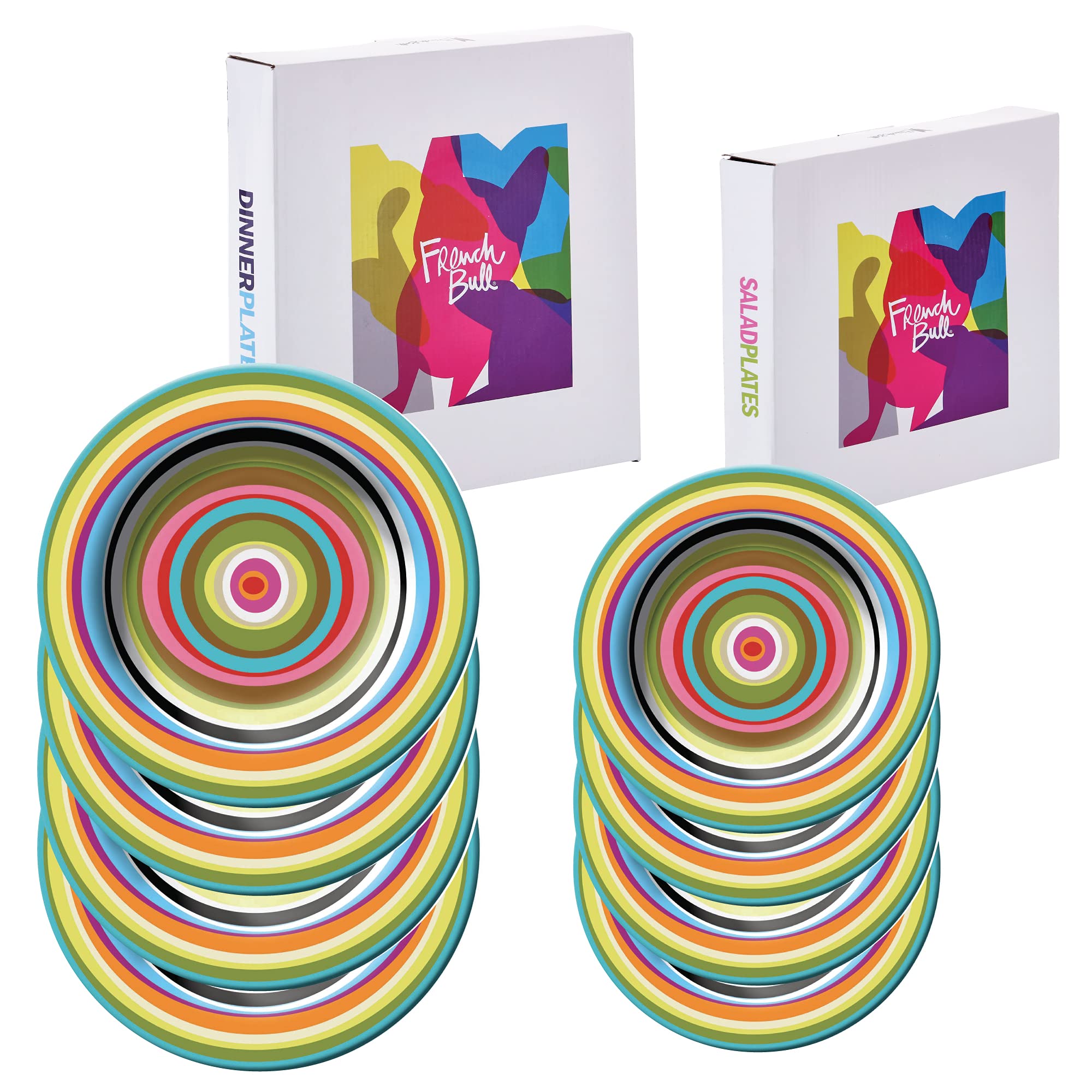 French Bulldog Melamine Plates - 4-Piece Set (9 Inch) - Durable Salad & Dinner Plates for Indoor & Outdoor Use - Perfect for Picnics, BBQs, and Pet-Themed Parties