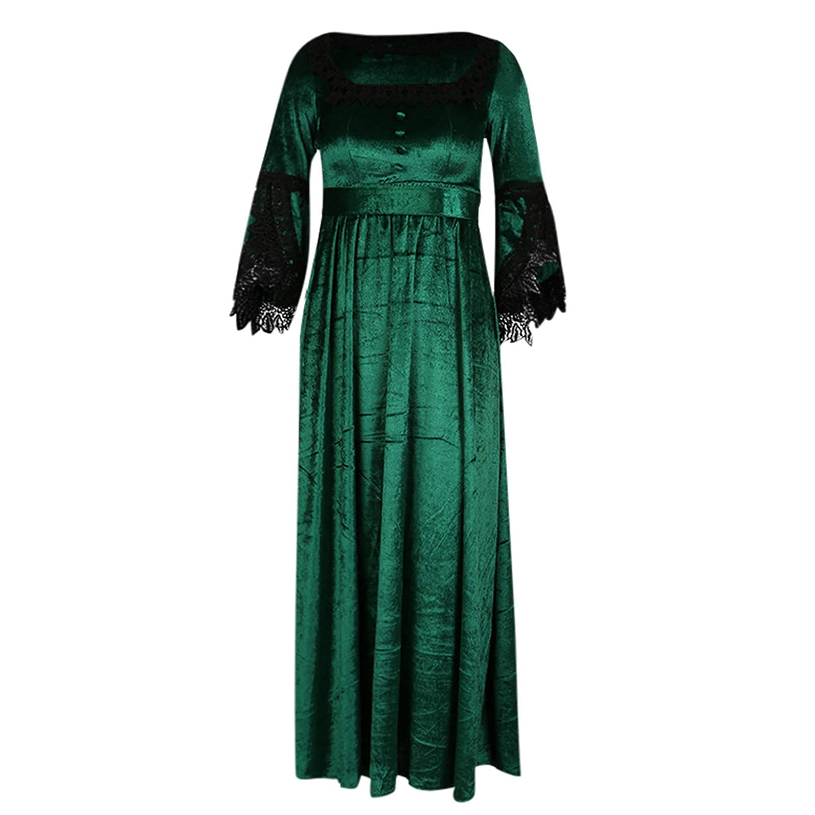 Elegant Women's Rococo Ball Gown - Gothic Victorian Masquerade Costume Dress with Lace Details in Green | Perfect for Halloween, Medieval Palace Parties & Noble Themed Events