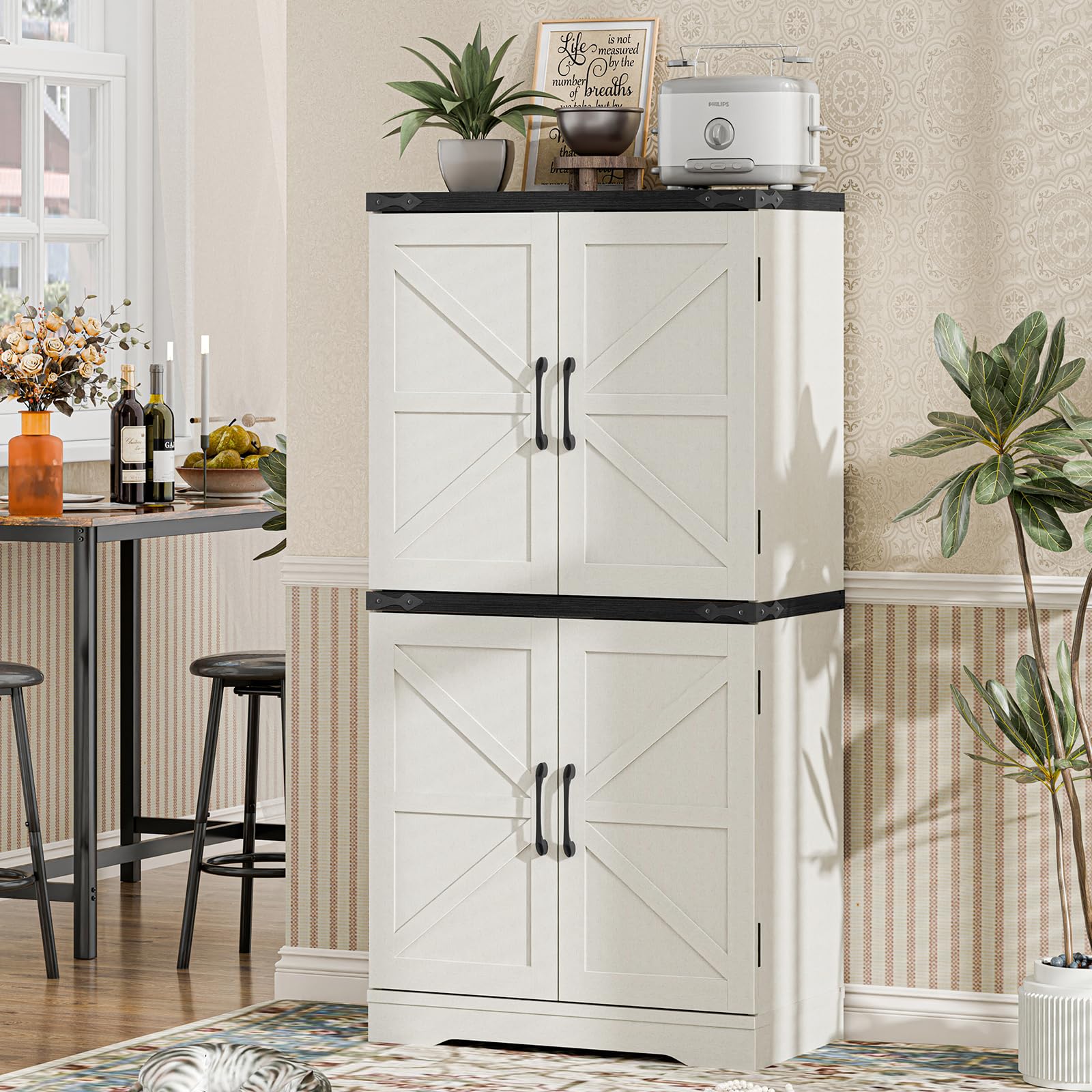 Rustic Farmhouse Bathroom Floor Storage Cabinet with Adjustable Shelves - Organizer for Bathroom, Kitchen & Living Room - Perfect for Small Space Storage and Home Decor