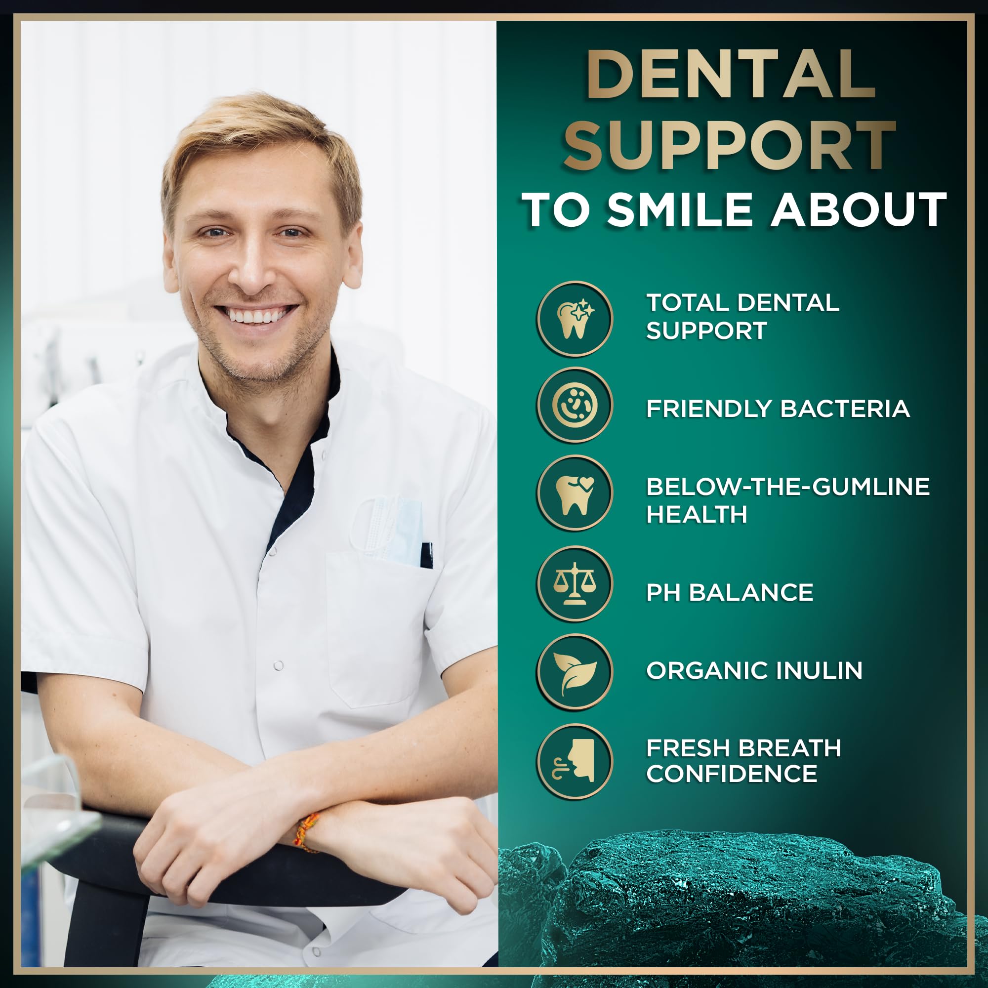 Dental Probiotics for Teeth & Gums - 3 Billion CFU Lactobacillus Salivarius Acidophilus Oral Supplement | Bad Breath Treatment for Adults | 45 Mint Tablets in Travel Tin for Fresh Breath & Oral Health | Perfect for Travel, Work & Daily Use