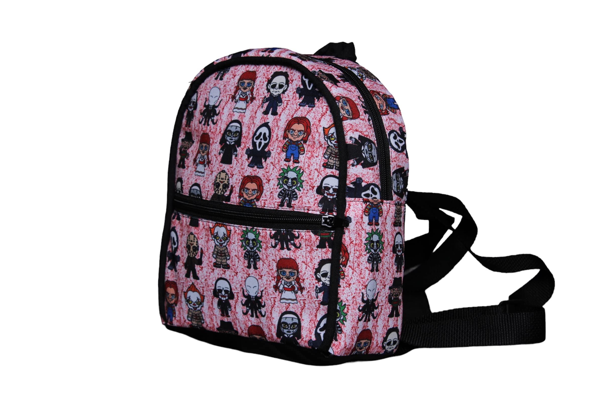 Chibi Horror Characters Mini Backpack - Cute Kawaii Anime Style Small Backpack for Cosplay, School & Travel | Perfect for Halloween, Conventions & Everyday Use