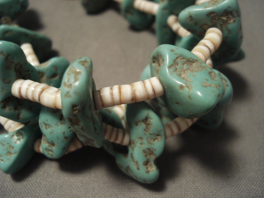 Vintage Navajo Native American Turquoise Necklace - 155g Handcrafted Green Turquoise Jewelry for Women, Perfect for Boho Fashion & Cultural Events