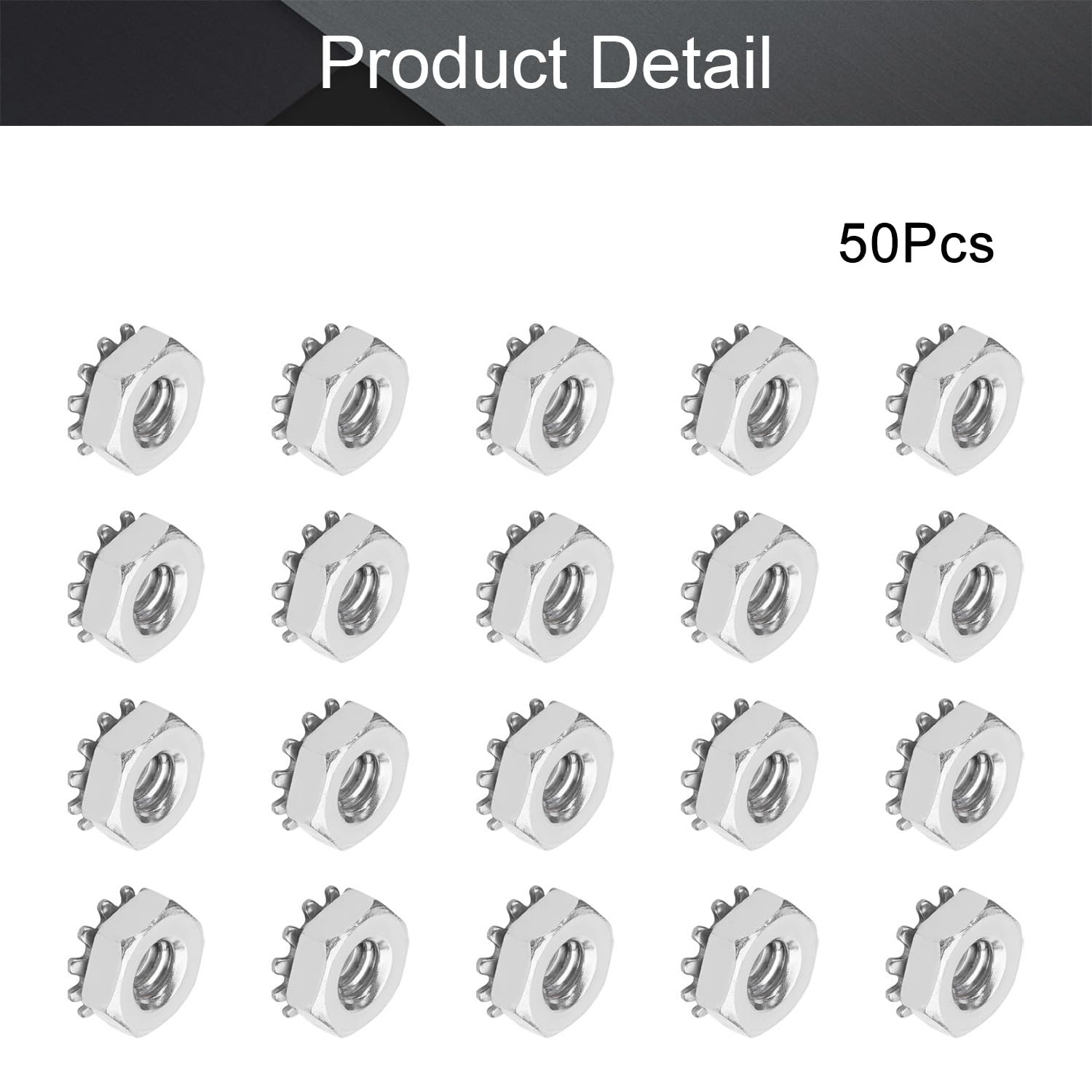 MroMax 10#-24 K-Lock Nuts, 50Pcs - 304 Stainless Steel Keps Lock Nuts for Hardware Fastening | Durable Silver Finish | Ideal for Machinery, Furniture & Electrical Appliances | Secure Fastening Solution for DIY Projects & Industrial Use