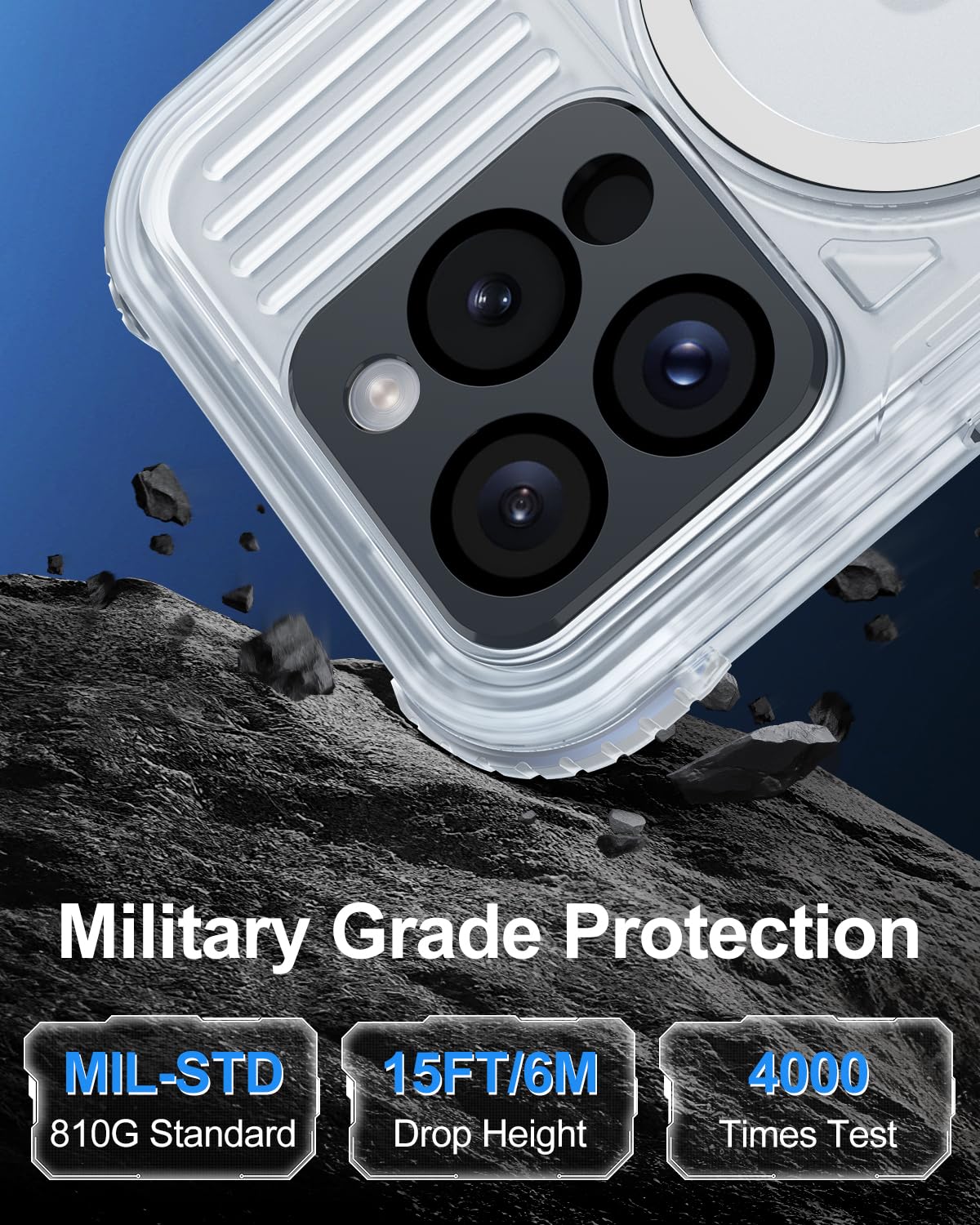 **iPhone 15 Pro Max Waterproof Case with MagSafe – IP68 Military-Grade Shockproof Protection, Built-in Screen Protector & Lanyard – Ideal for Water Sports, Outdoor Work & Travel – Clear 6.7
