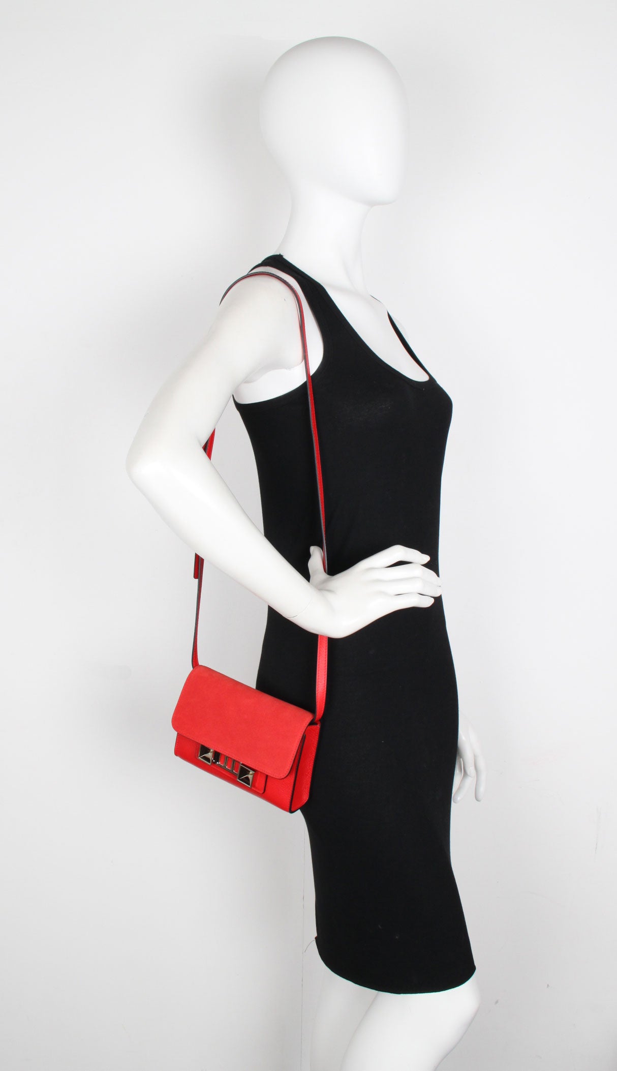 PS11 WOS Suede/Grain Cardinal Red Crossbody Bag - Stylish & Durable Leather Purse for Women, Perfect for Work, Travel & Everyday Use