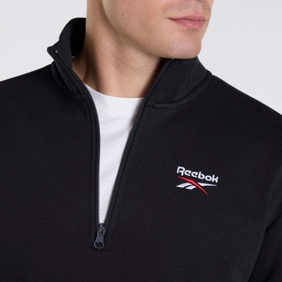 Ri Sl Fleece 1/4 Zip Pullover - Black/White/Vector Red - Lightweight Thermal Quarter-Zip Fleece Jacket for Men & Women - Perfect for Hiking, Running & Outdoor Activities