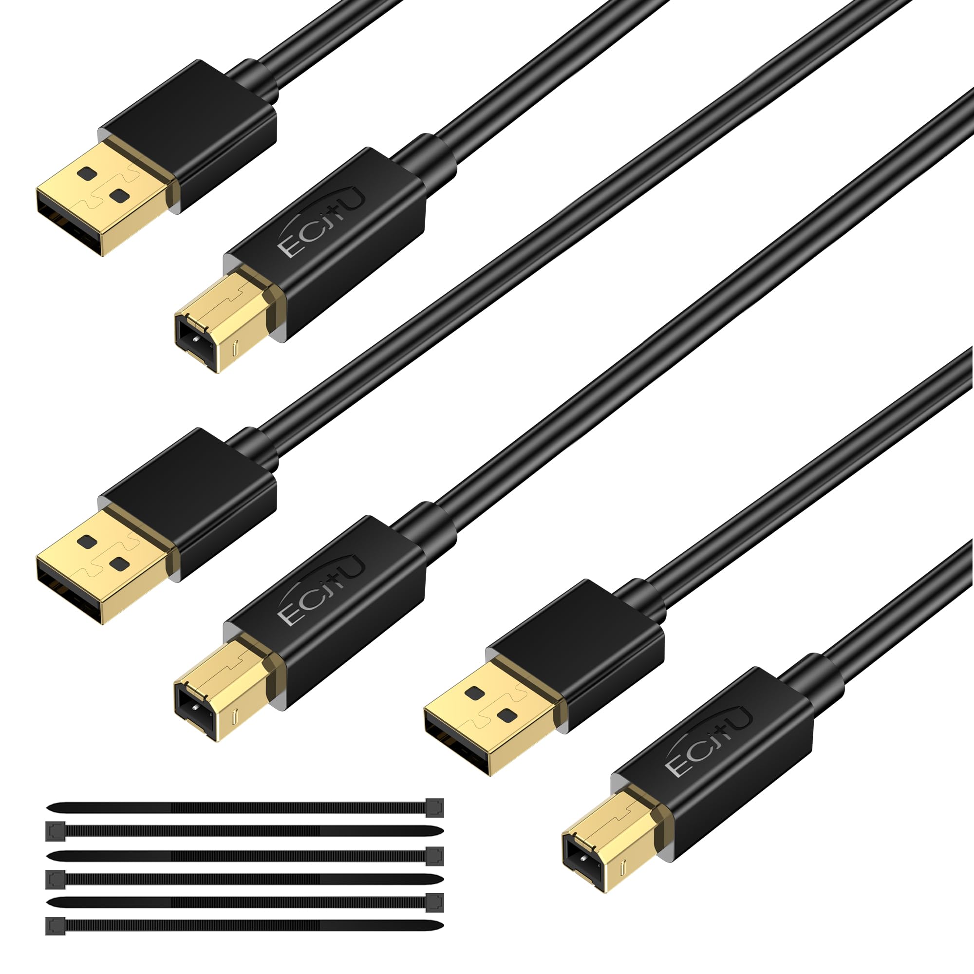3-Pack USB 2.0 Printer Cable A to B Male 3FT - High-Speed Data Transfer Cord for HP, Canon, Dell Printers | Compatible with Keyboards, Mice & Cameras | Perfect for Home Office & Small Business Setup