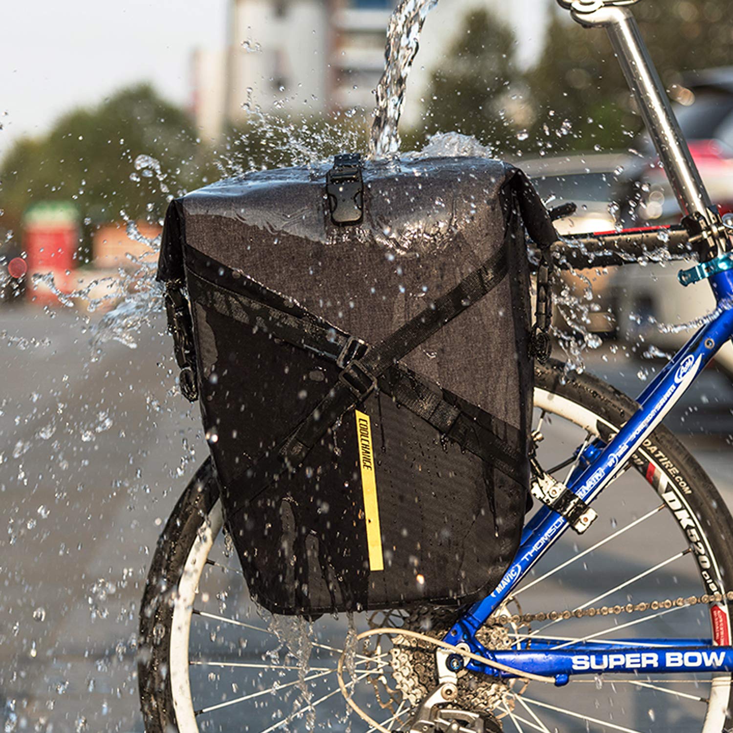 CoolChange 27L Waterproof Bicycle Panniers - Large Capacity Bike Rack Trunk Bag for Commuting, Touring & Outdoor Adventures