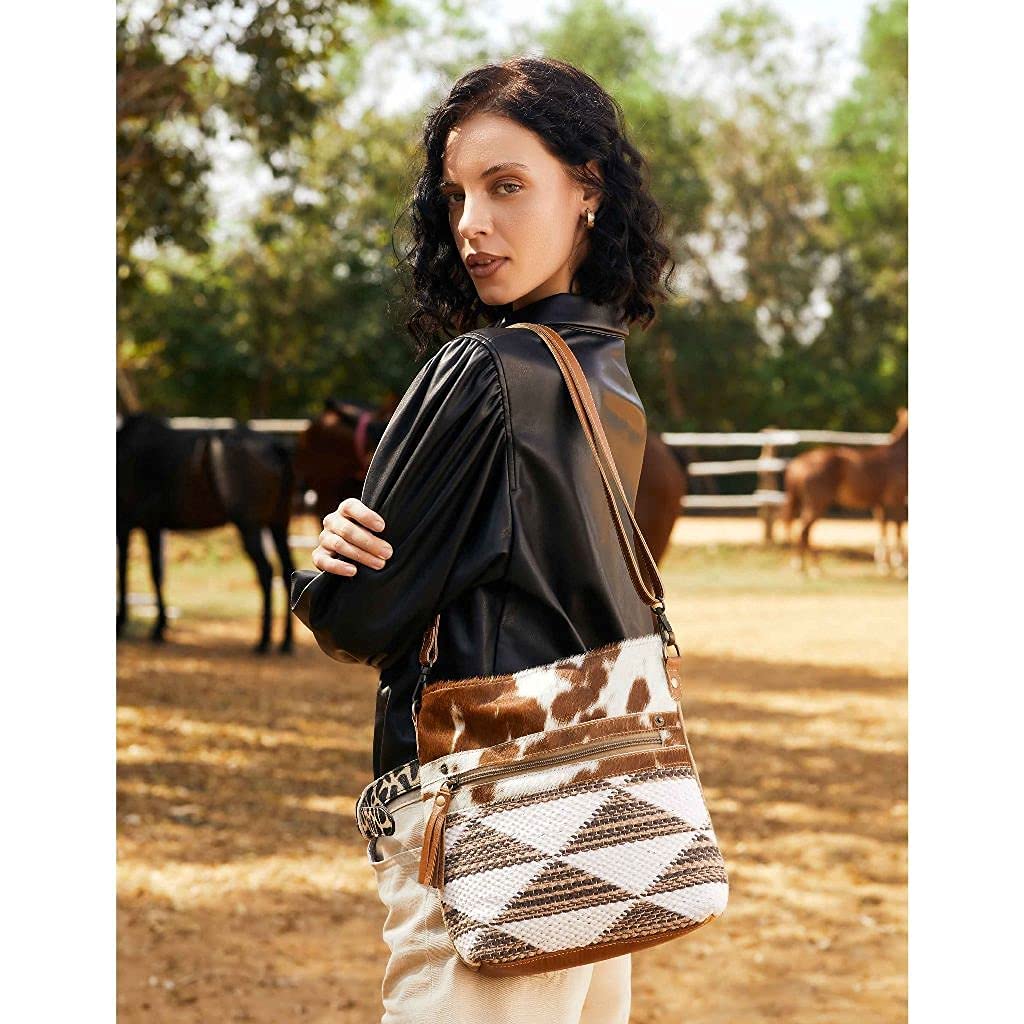 Myra Bag Dusky Triangles Small Crossbody Bag - Upcycled Vegan Leather Purse for Women | Perfect for Travel, Work & Everyday Use