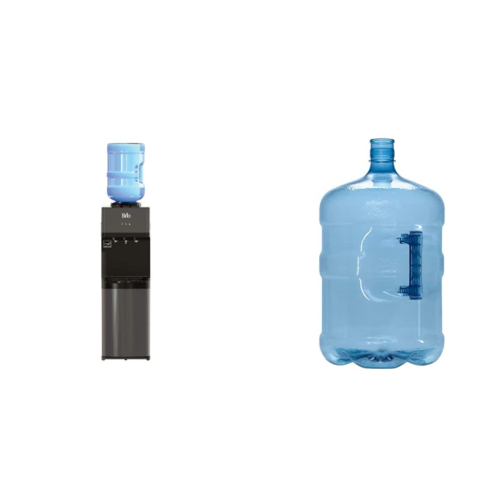 Brio Limited Edition Top Loading Water Cooler Dispenser - Black Stainless Steel - Hot & Cold Water Dispenser with Child Safety Lock - 3/5 Gallon Bottle Capacity - UL Certified & Energy Efficient - Perfect for Home, Office & Kitchen Use