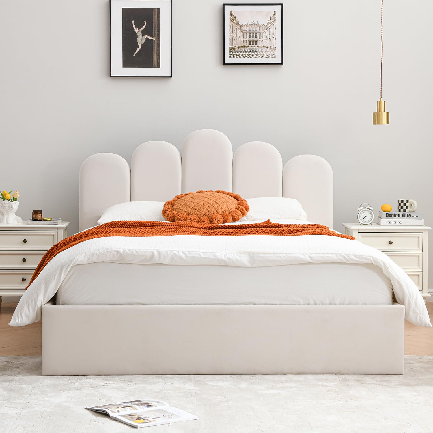 Full Size Upholstered Platform Storage Bed with Hydraulic Lift System & Wood Slat Support - No Box Spring Needed, Easy Assembly, Cream - Perfect for Small Bedrooms, Guest Rooms & Space-Saving Home Organization