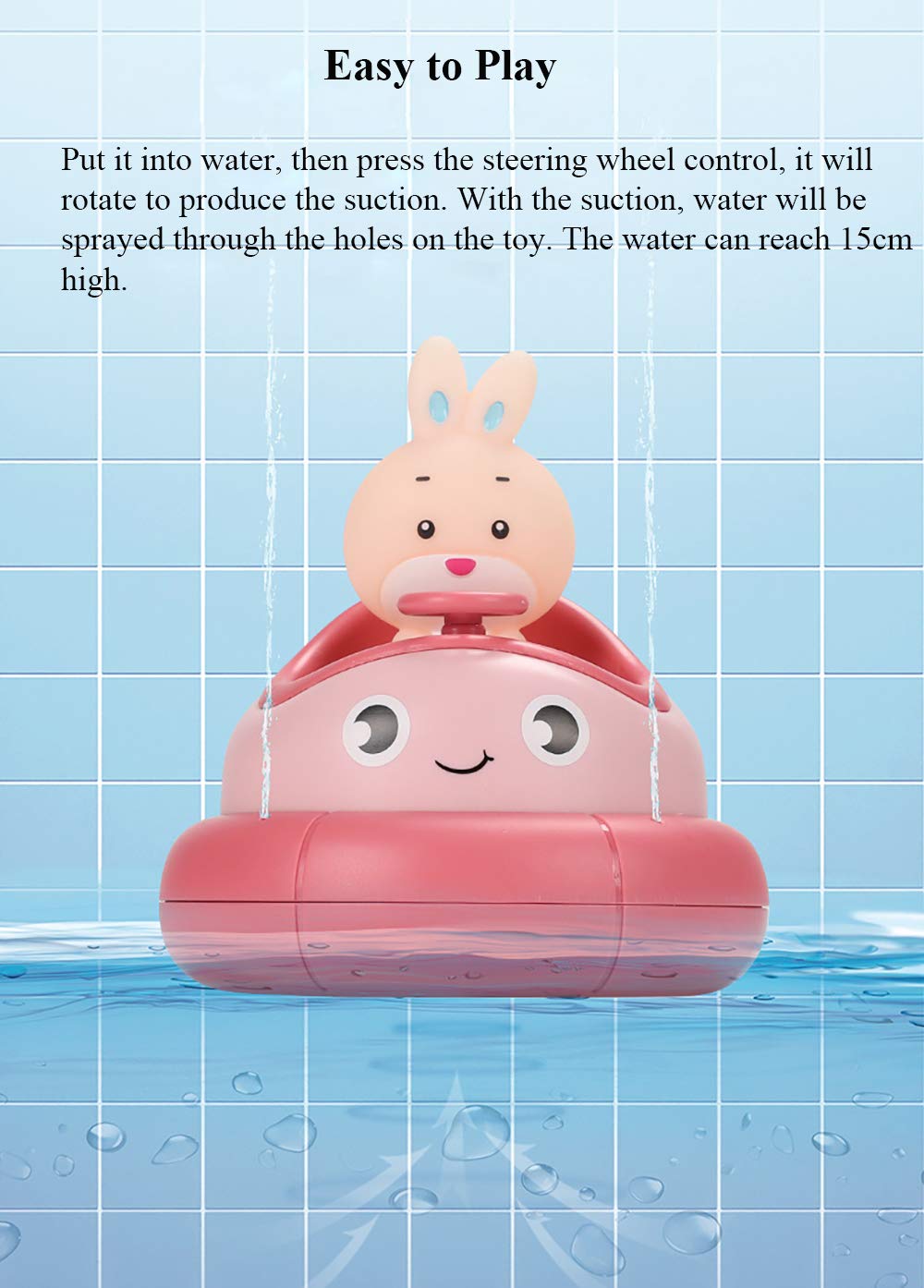 Electric Bathtub Fountain Toy for Kids - Fun Rotating Boat Bath Toy with Water Spray & Squirt Features (Rabbit Design) - Perfect for Bathtime Play & Sensory Development