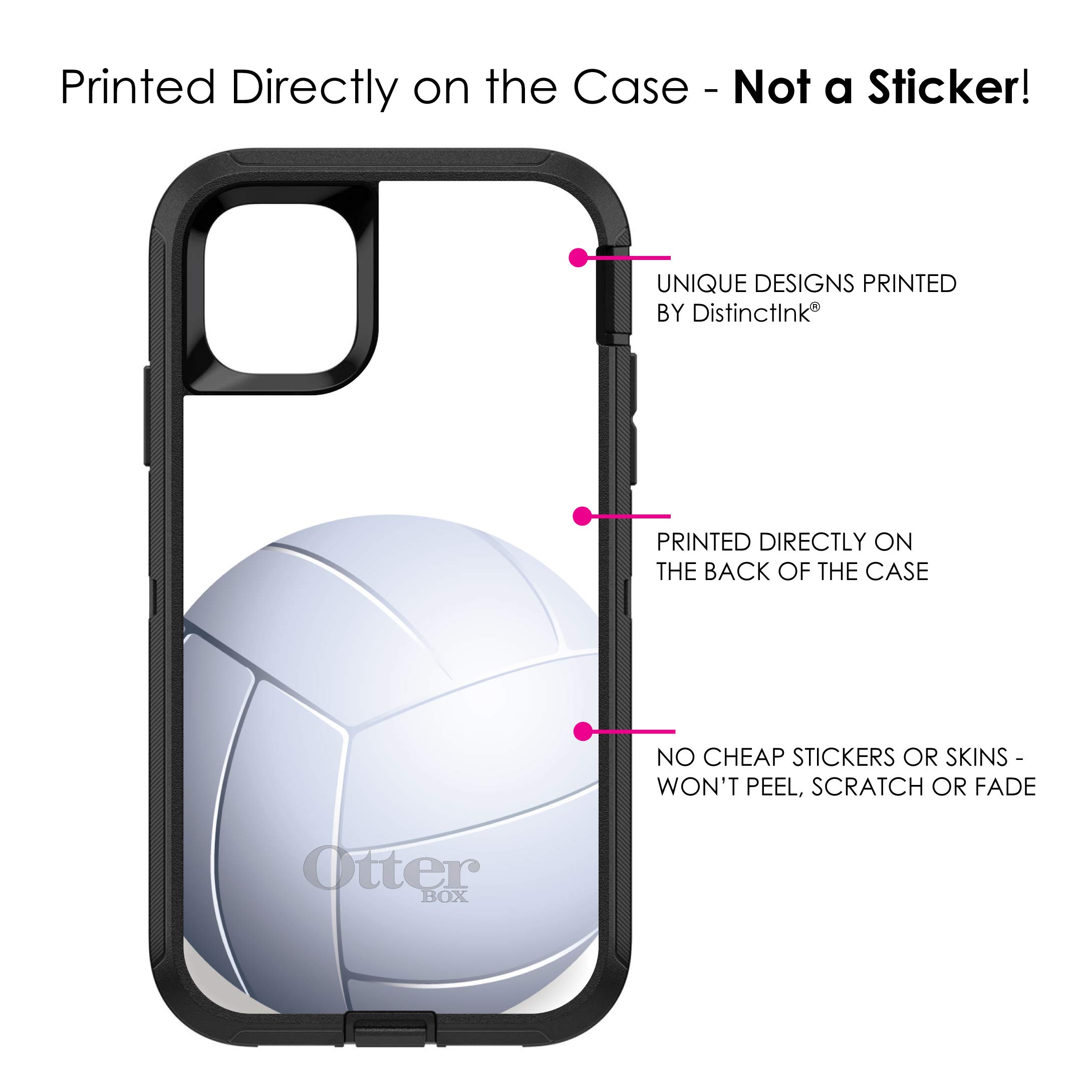 DistinctInk iPhone 11 Pro MAX Case (6.5 Inch) - Durable Protective Cover | OtterBox Defender Alternative in Black & White Volleyball Design | Perfect for Sports, Outdoor Activities & Daily Use