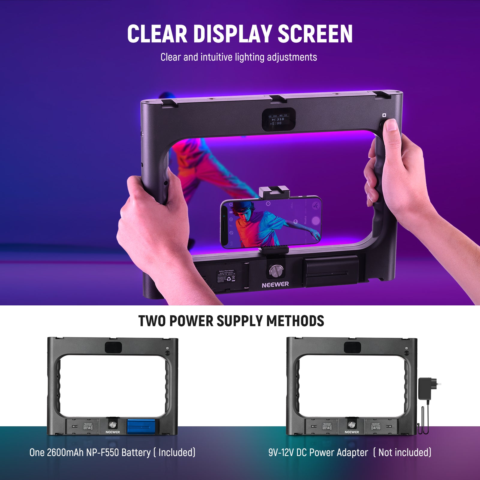 NEEWER RGB A111 II Smartphone Video Rig with LED Light Kit - Professional Vlogging, YouTube & TikTok Content Creation for iPhone & Android