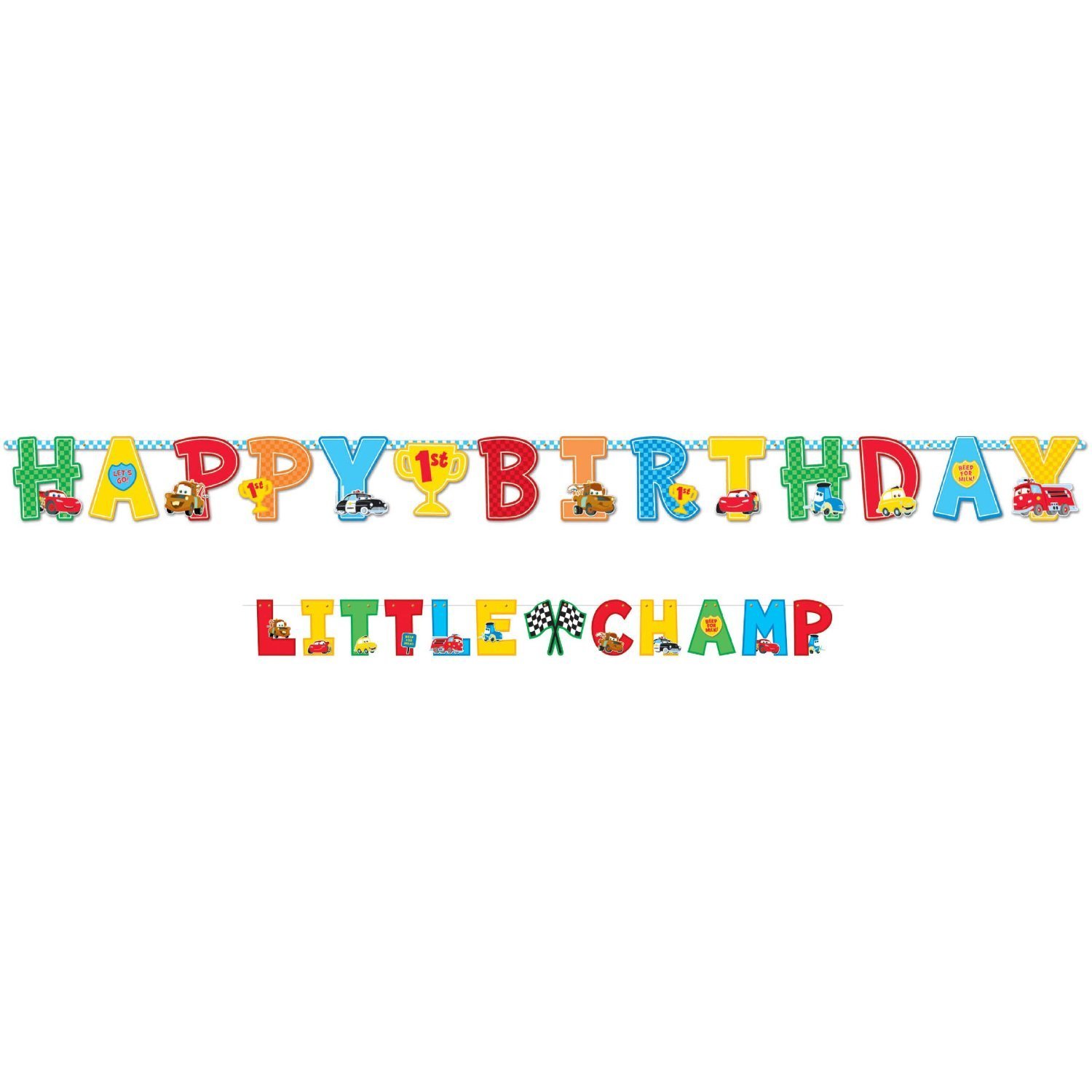 Disney Cars Happy 1st Birthday Jumbo Banner - Lightning McQueen Party Decorations for Boys | Perfect for Birthday Parties, Baby Showers & Nursery Decor