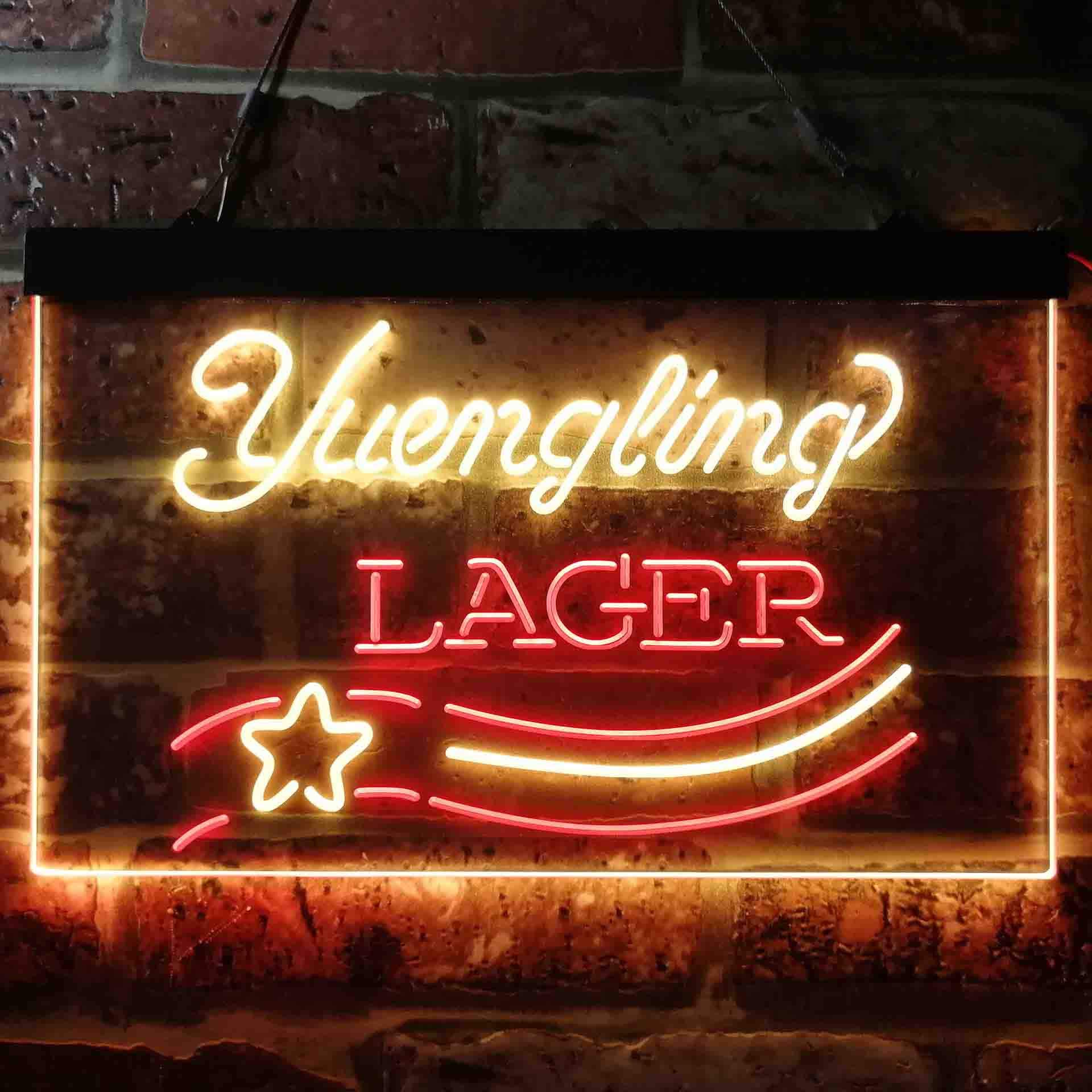 CHUZI Yuengling Beer Lager Bar Wall Decor LED Neon Sign - Red & Yellow (16x12 Inch) - Perfect for Man Cave, Basement, or Pub Lighting