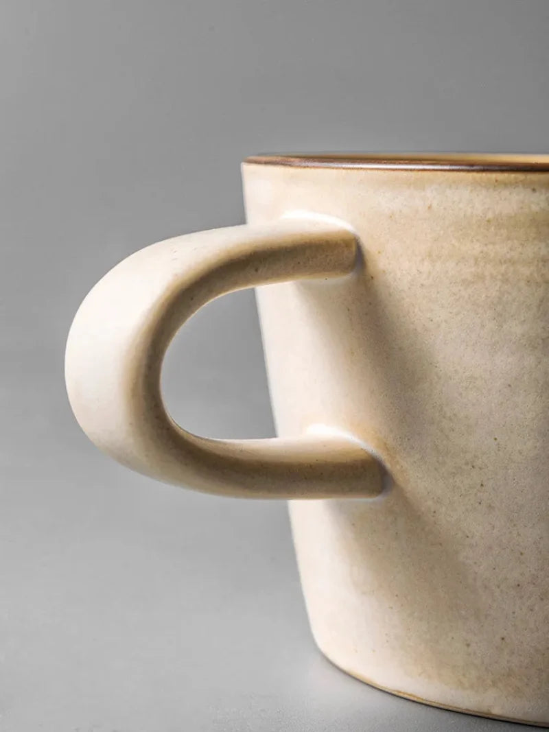 Premium Stoneware Cup and Saucer Set - Elegant Coffee & Tea Set for Home, Cafe, or Restaurant Use - Durable Ceramic Contour Design - Perfect for Espresso, Cappuccino, and Afternoon Tea