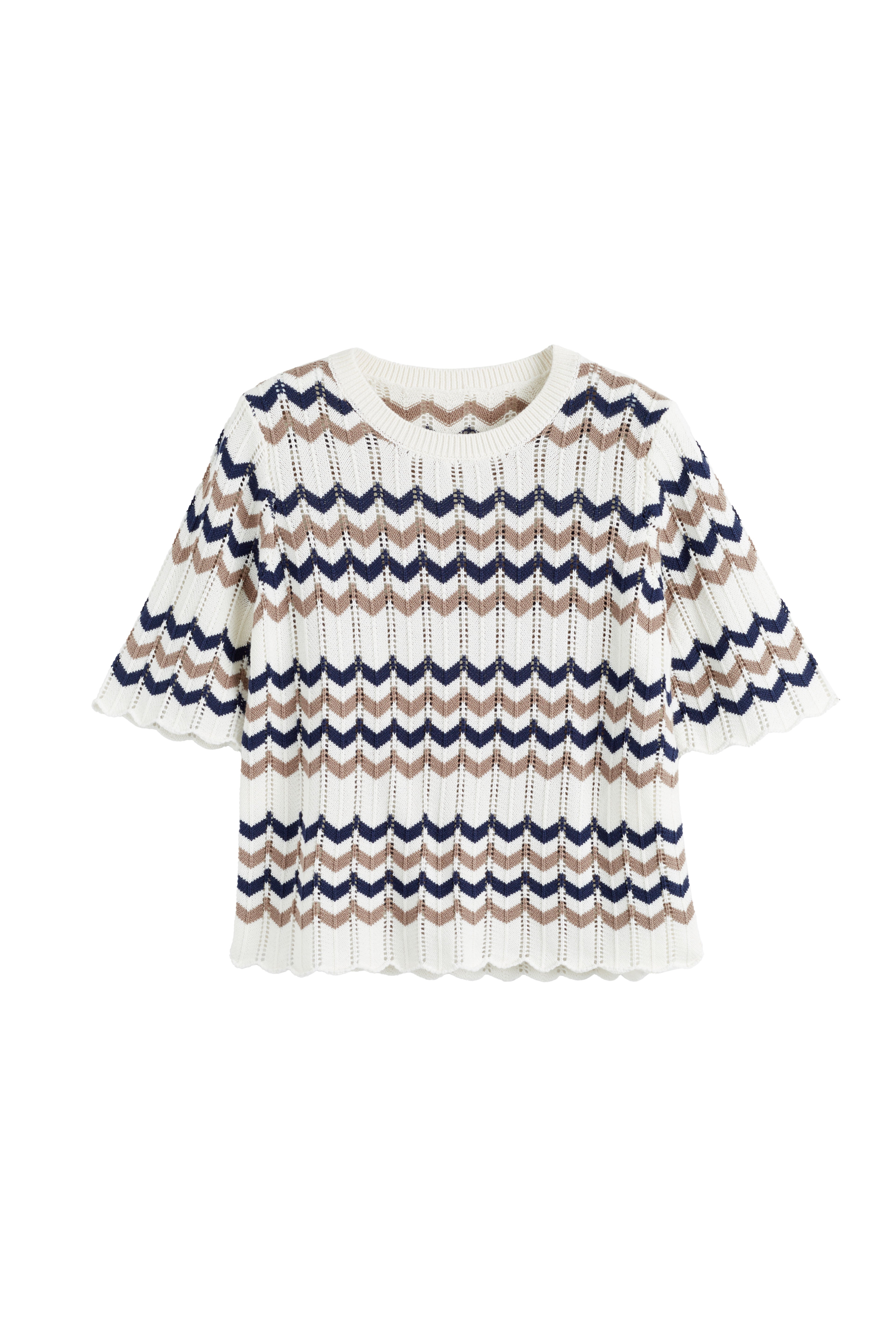 Navy Blue Cotton Chevron Stitch T-Shirt for Men - Comfortable Casual Tee for Everyday Wear, Gym & Outings