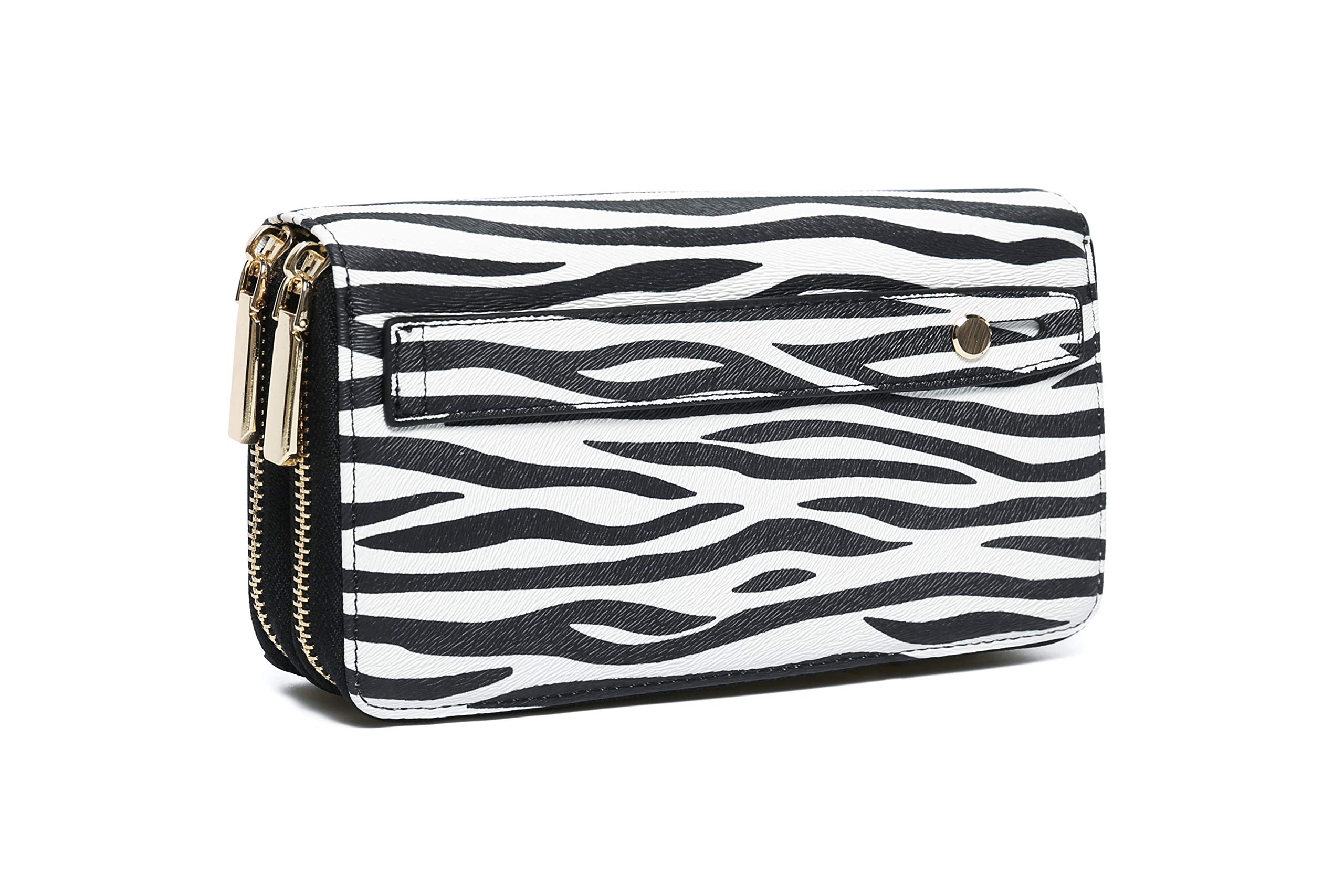 Daisy Rose Women's RFID Blocking PU Vegan Leather Phone Clutch Wallet with Dual Zipper - Multi-Card Organizer for Credit Cards & Cash - Perfect for Travel, Shopping, and Everyday Use