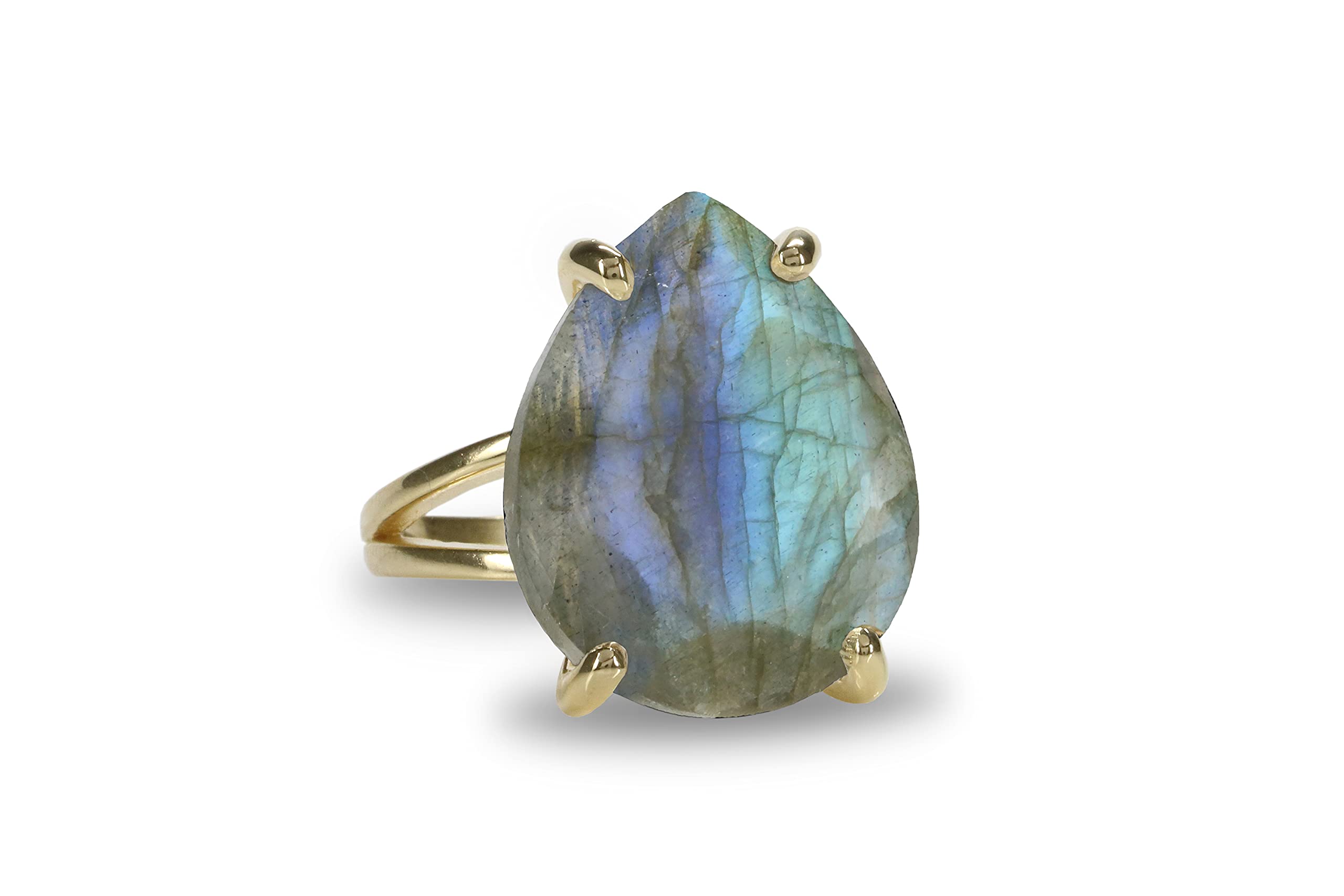 14K Gold Labradorite Ring for Women - Handmade Boho & Everyday Jewelry - Gift Ready with Fancy Box - Perfect for Layering, Office Wear & Special Occasions